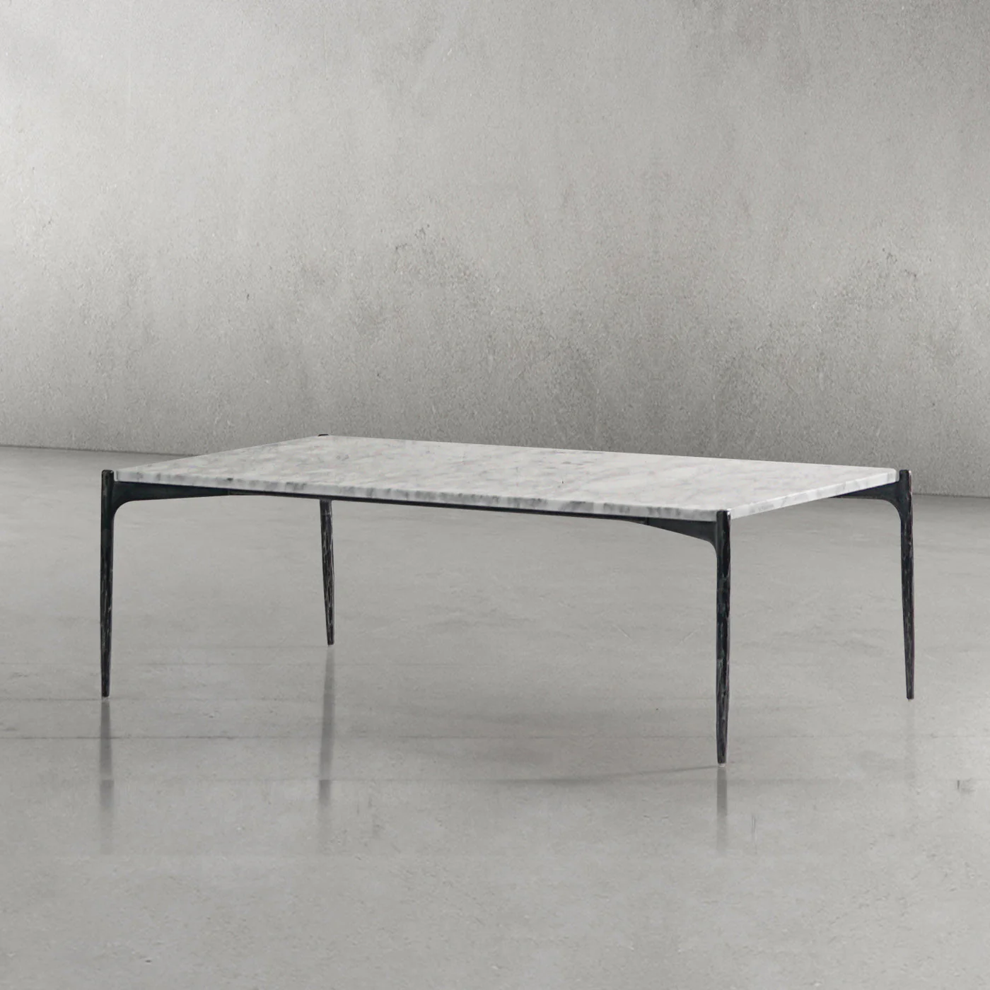 Hand-Forged Metal Rectangle Horn Marble Coffee Table 48"W - Image 9