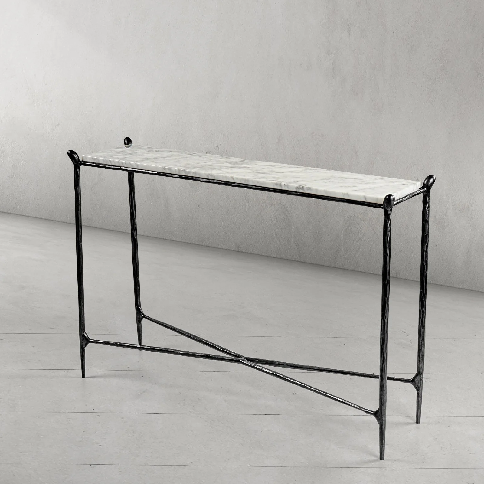 Hand-Forged Metal Rectangle Horn Marble Console Table - Image 22