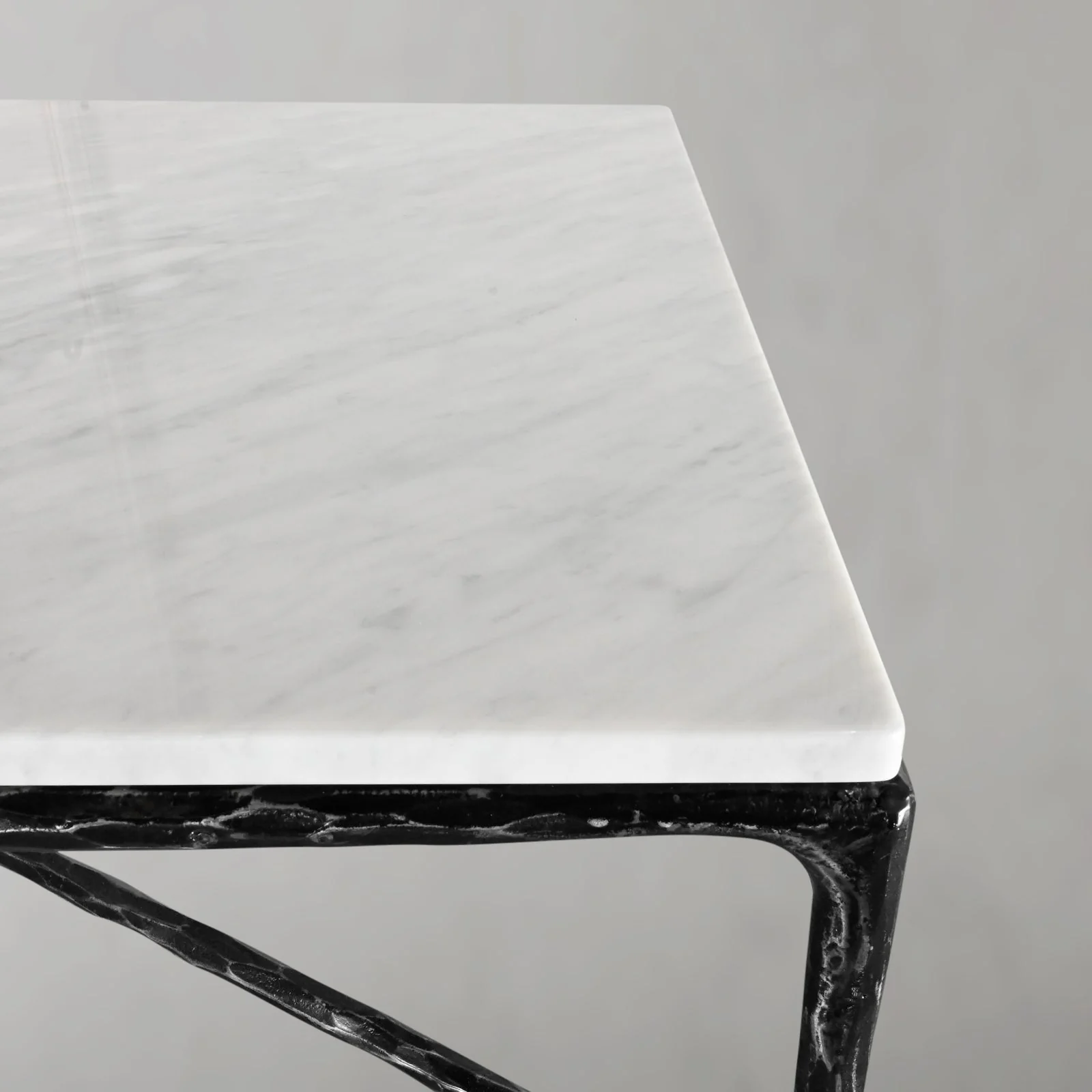 Hand-Forged Metal Rectangle Marble Coffee Table - Image 15