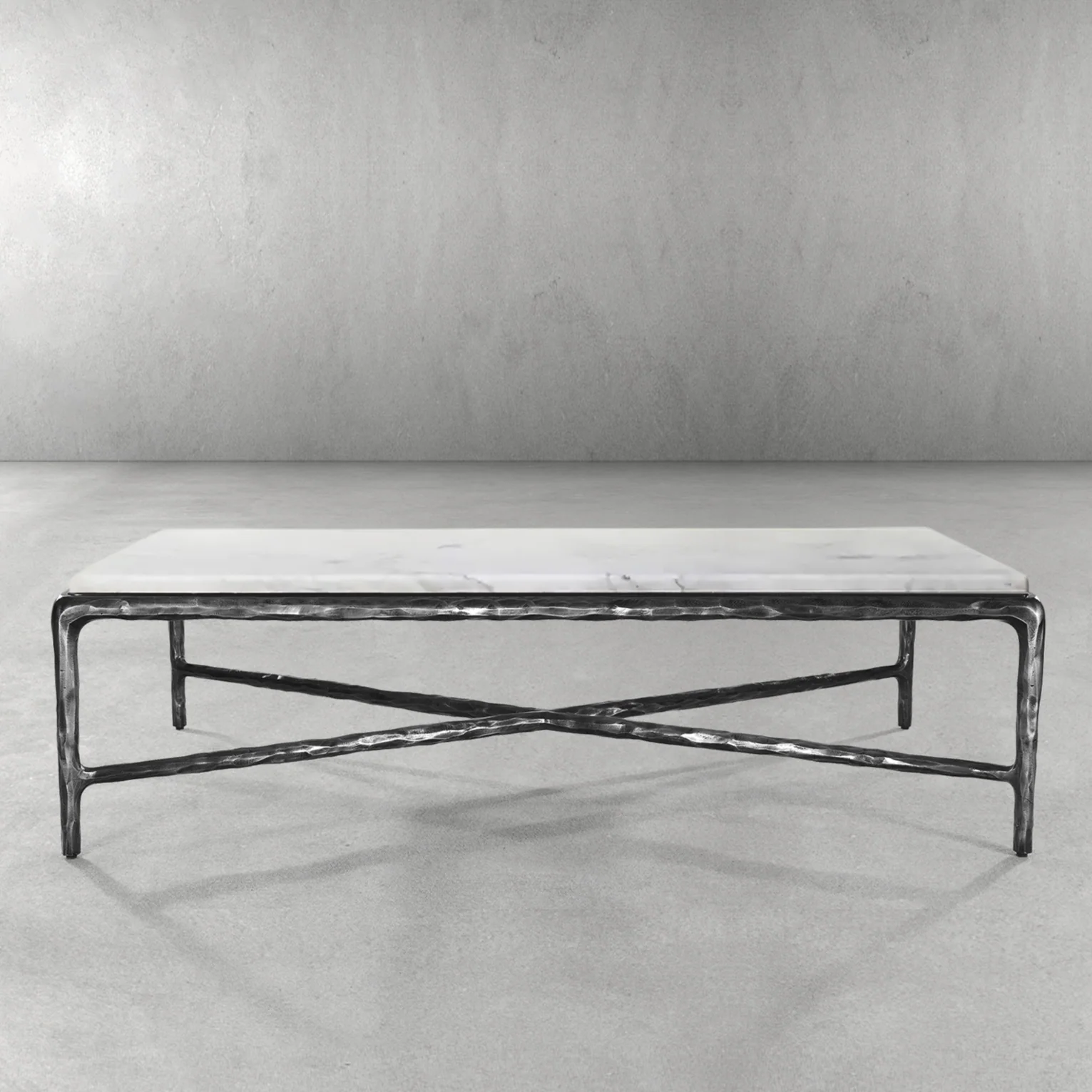 Hand-Forged Metal Rectangle Marble Coffee Table - Image 37