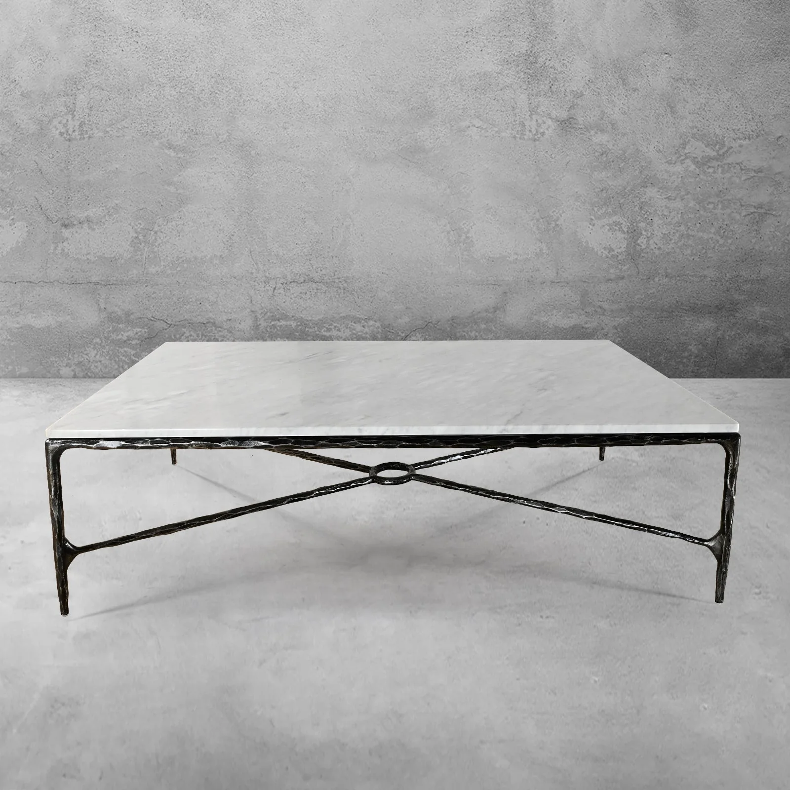 Hand-Forged Metal Rectangle Marble Coffee Table - Image 39