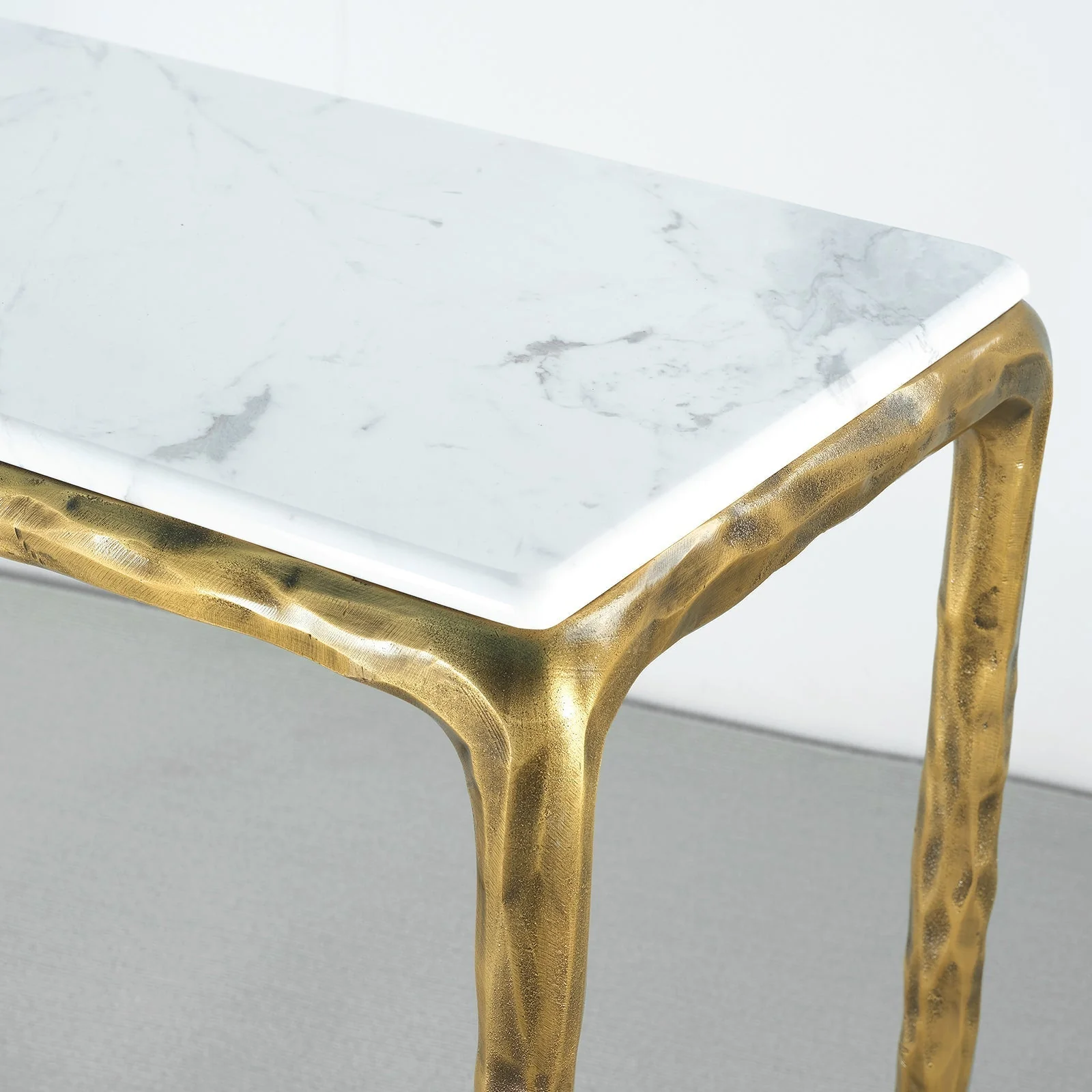 Hand-Forged Metal Rectangle Marble Console Table 60" 72" - Image 5