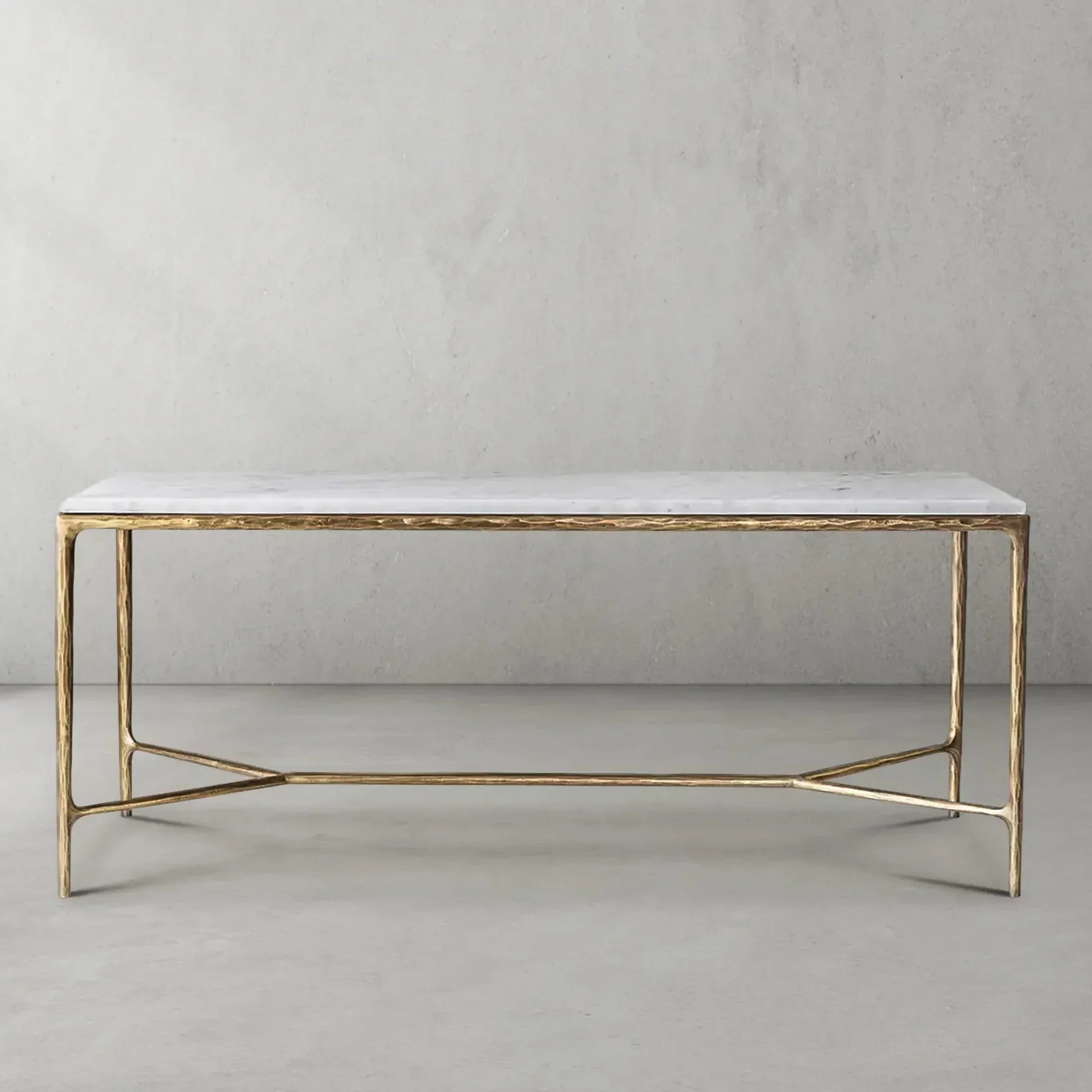 Hand-Forged Metal Rectangle Marble Desk - Image 16