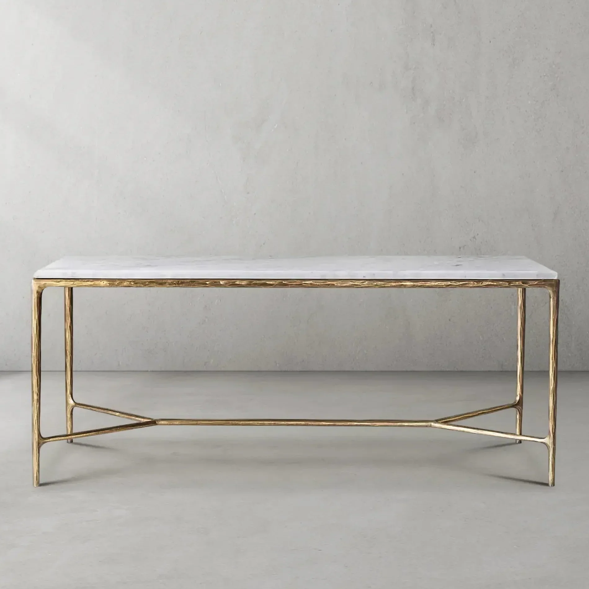 Hand-Forged Metal Rectangle Marble Desk - Image 19