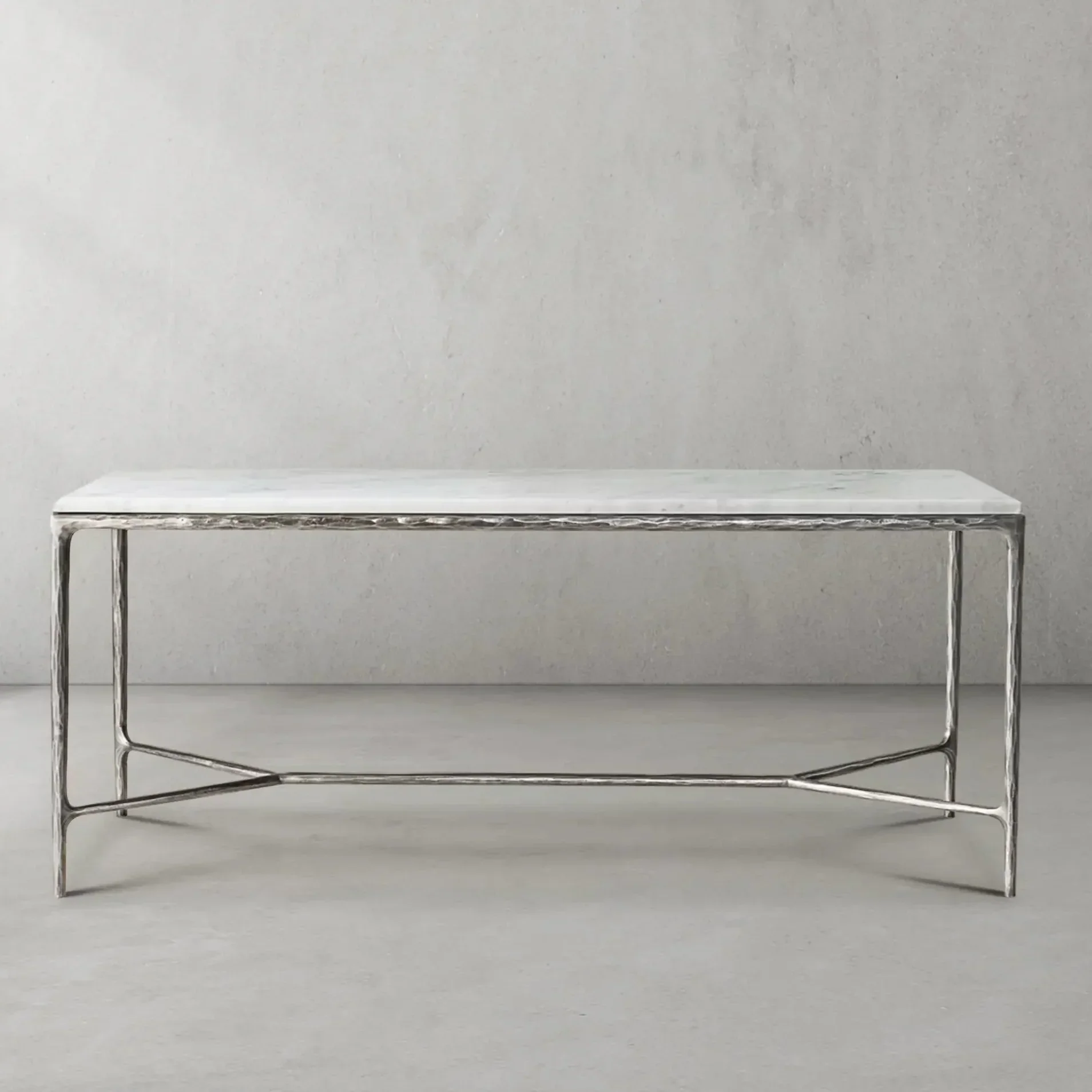 Hand-Forged Metal Rectangle Marble Desk - Image 22