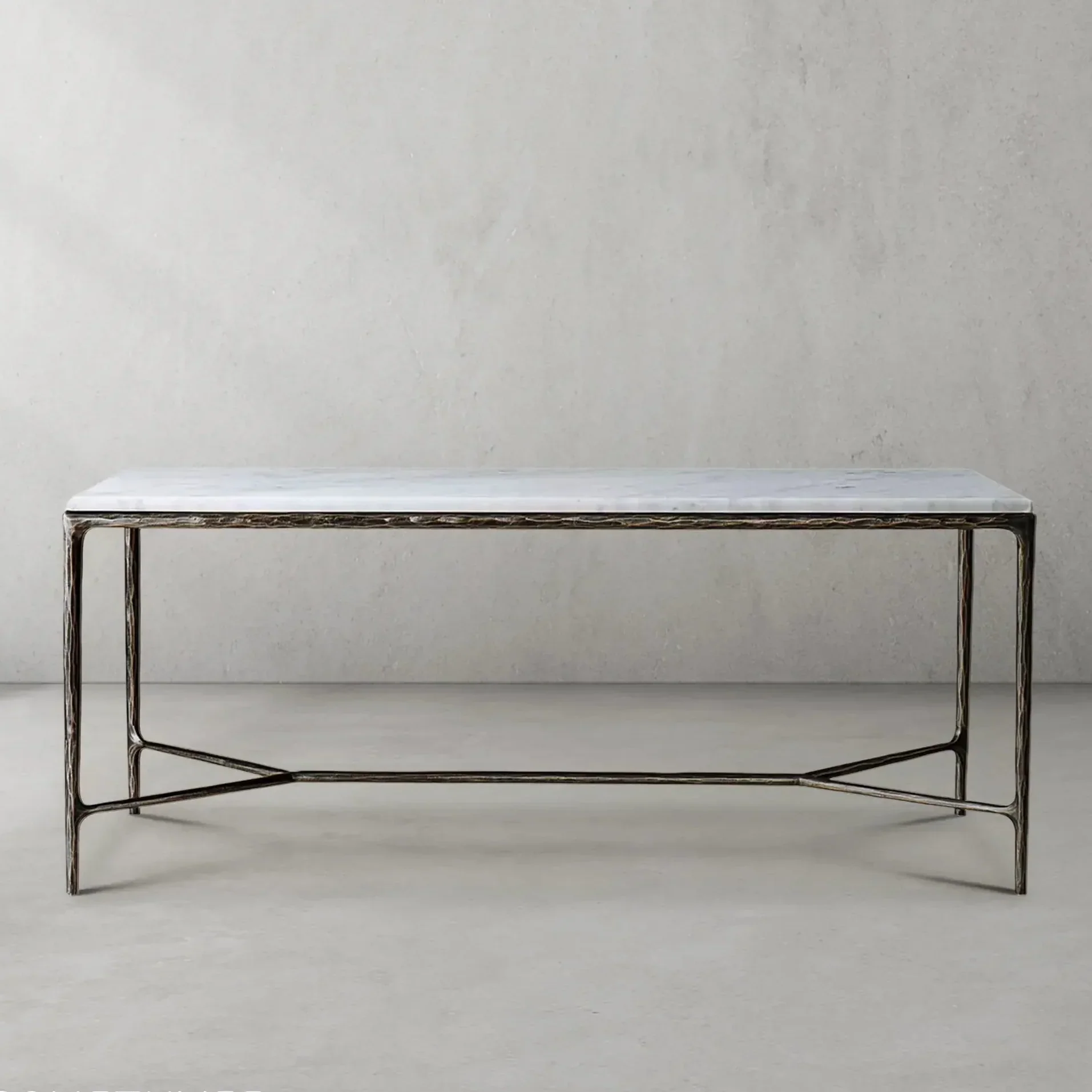 Hand-Forged Metal Rectangle Marble Desk - Image 24