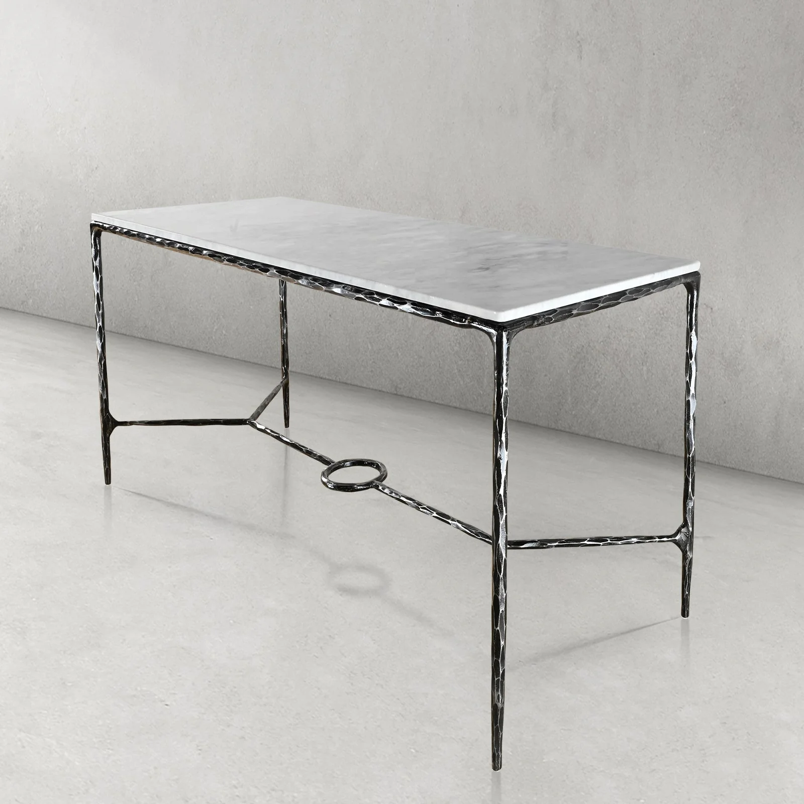 Hand-Forged Metal Rectangle Marble Desk - Image 25