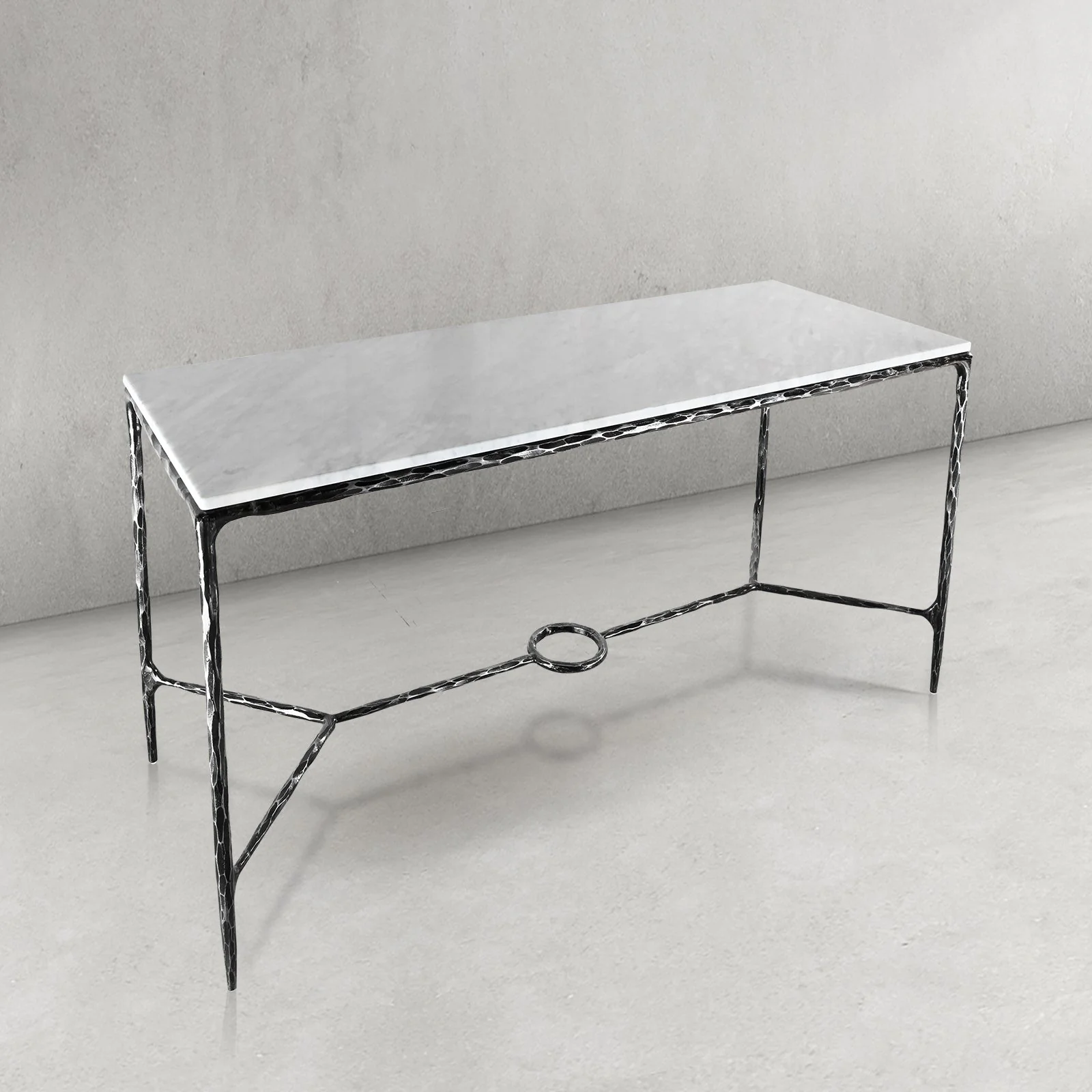 Hand-Forged Metal Rectangle Marble Desk - Image 3
