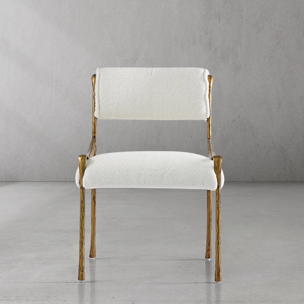 Hand-Forged Metal Retro Copper Iron Frame Armless Dining Chair - Image 10