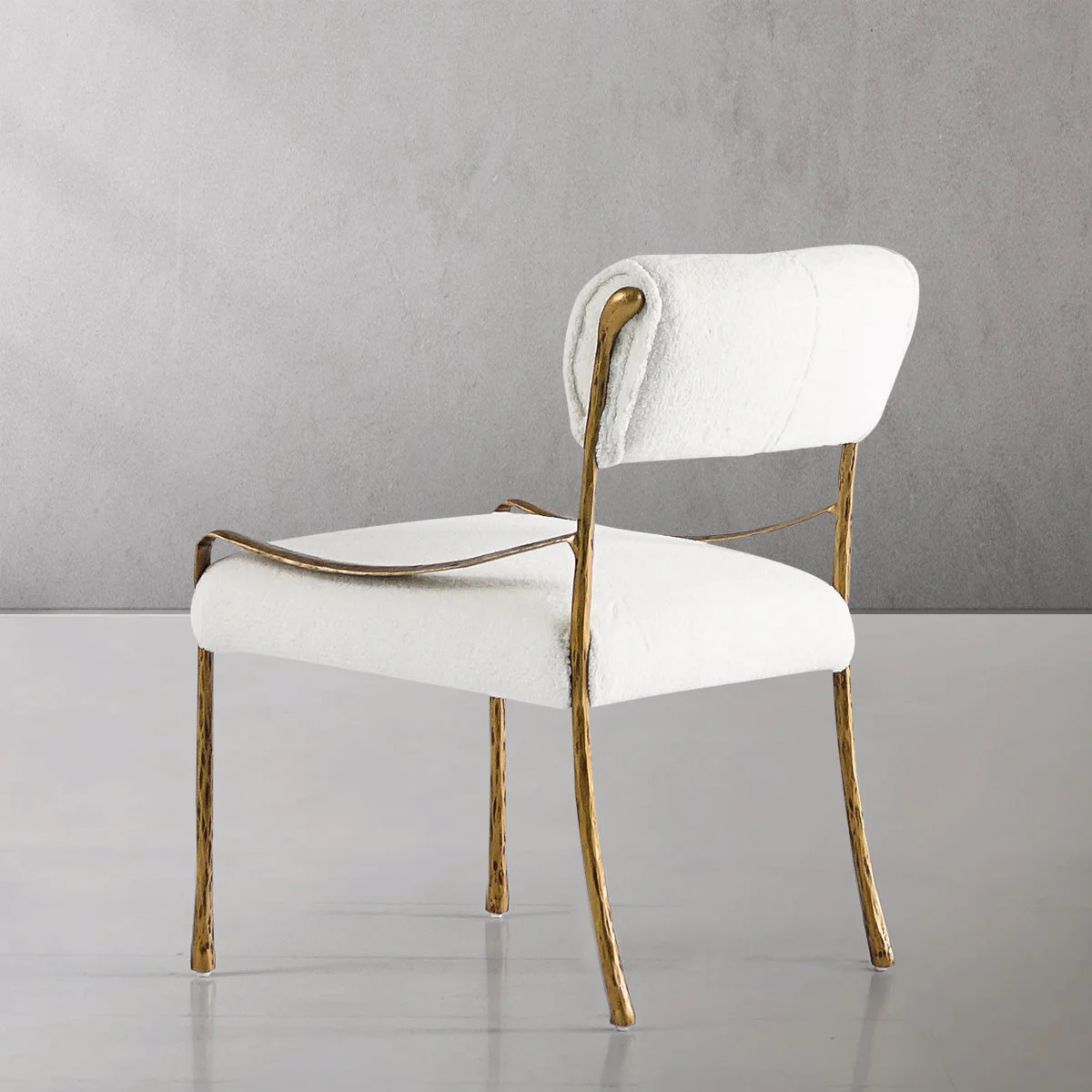 Hand-Forged Metal Retro Copper Iron Frame Armless Dining Chair - Image 11