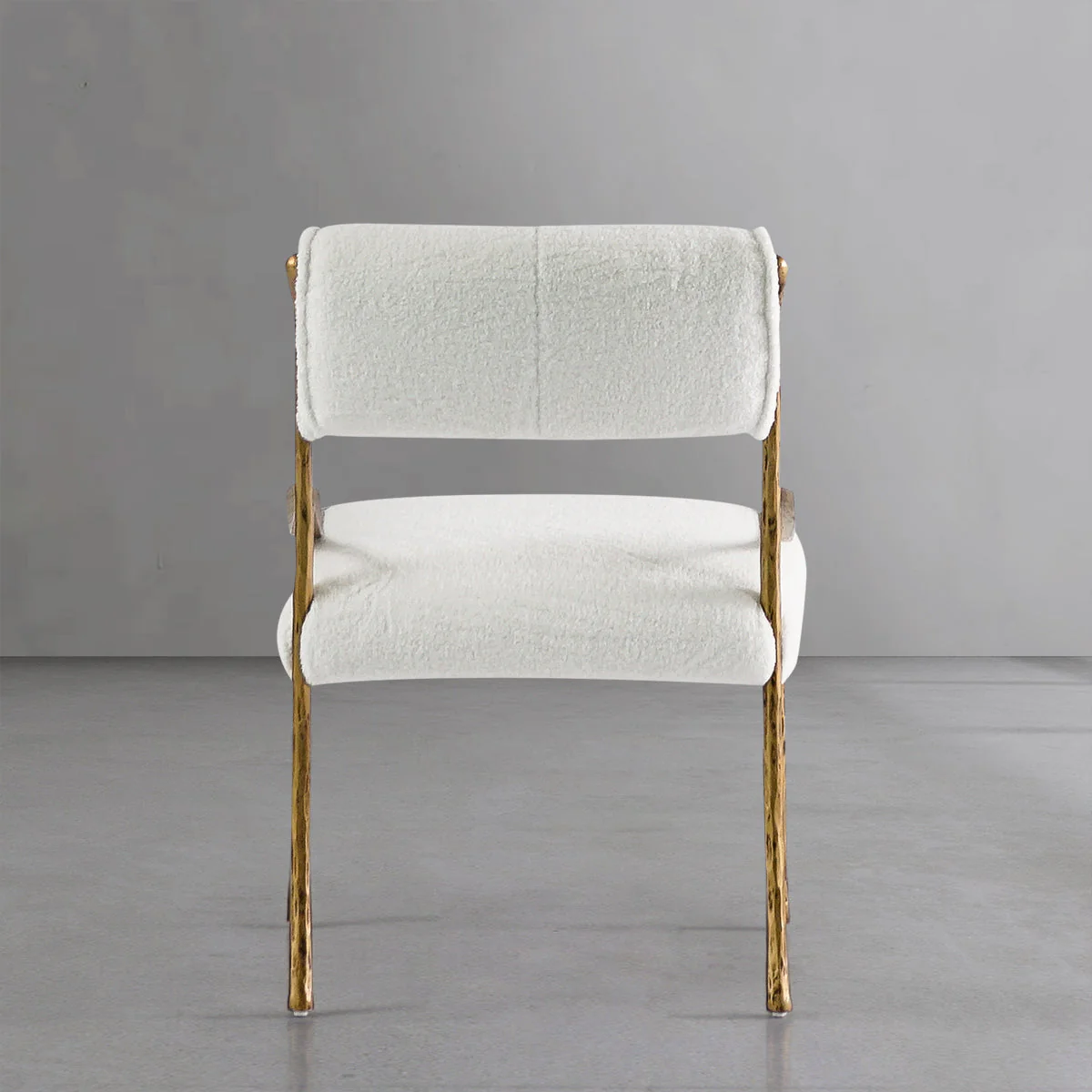 Hand-Forged Metal Retro Copper Iron Frame Armless Dining Chair - Image 15