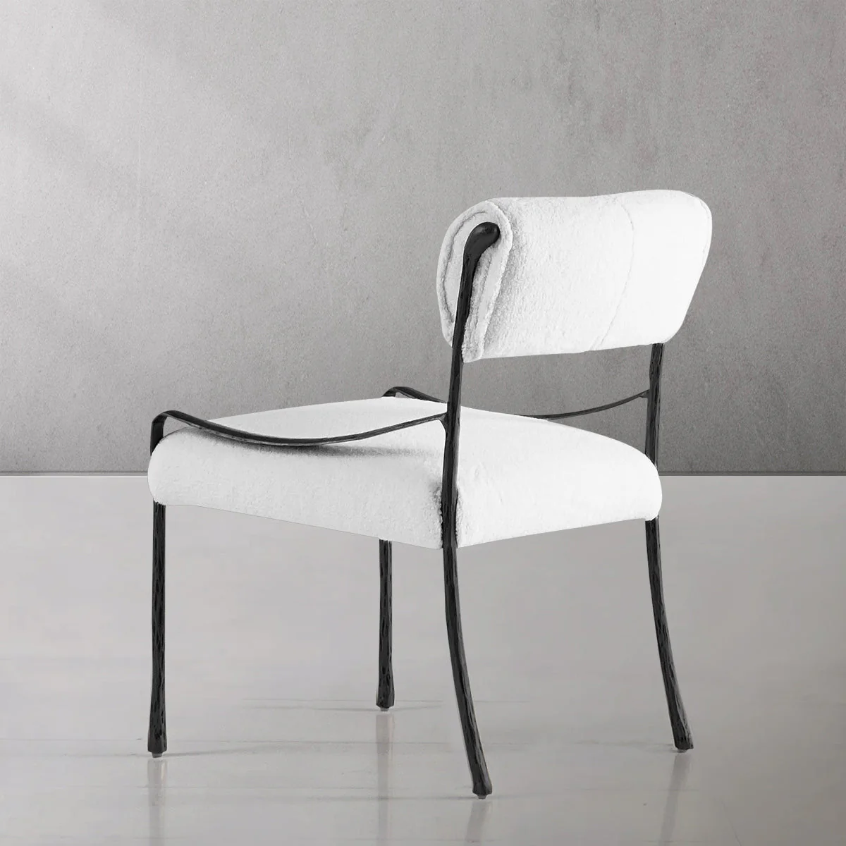 Hand-Forged Metal Retro Copper Iron Frame Armless Dining Chair - Image 22