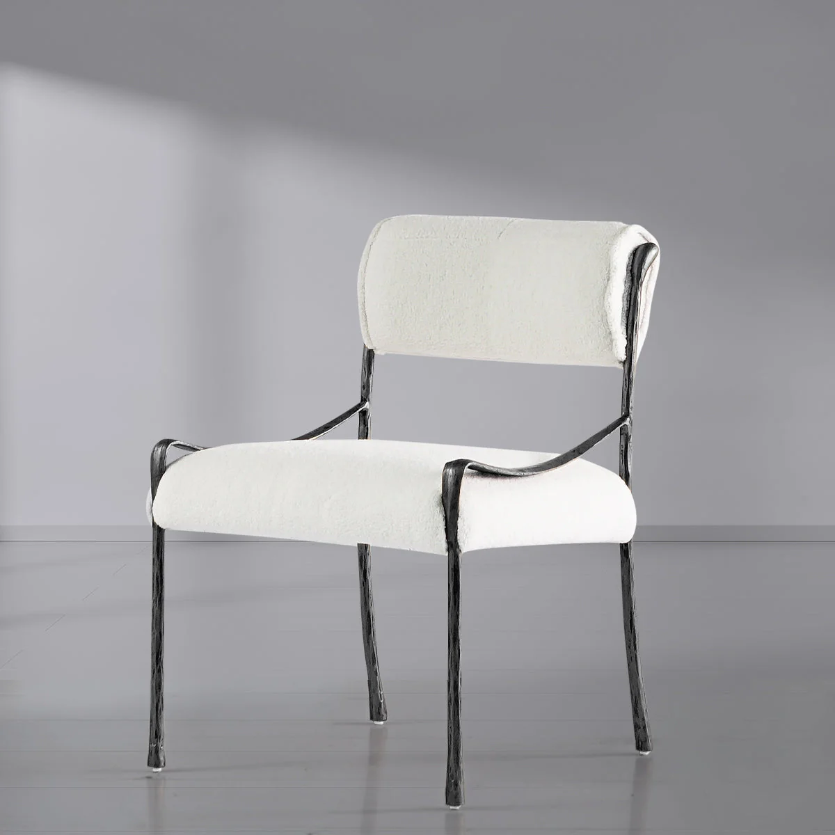Hand-Forged Metal Retro Copper Iron Frame Armless Dining Chair - Image 26