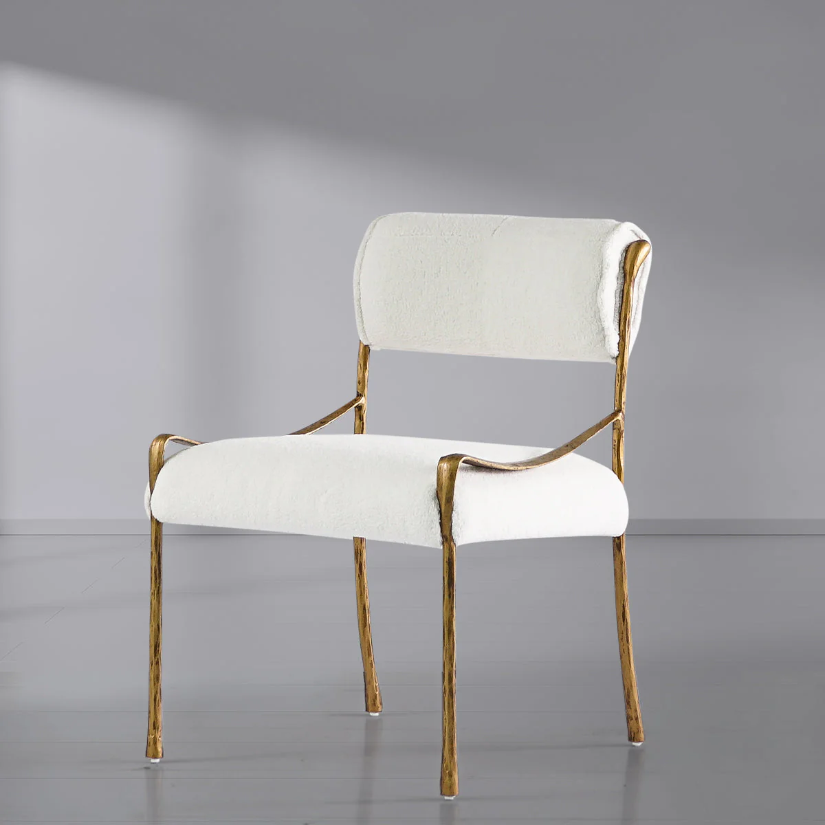 Hand-Forged Metal Retro Copper Iron Frame Armless Dining Chair - Image 6