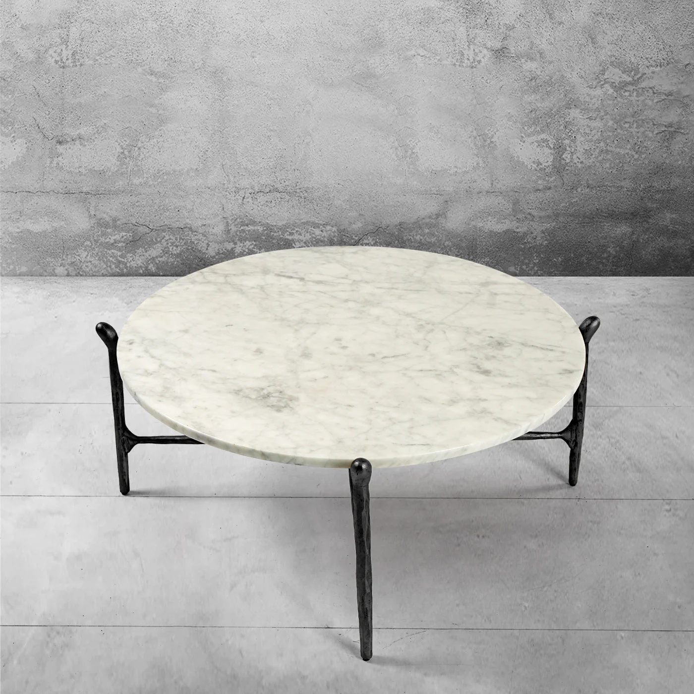 Hand-Forged Metal Round  Horn Marble Coffee Table & Side Table - Image 14
