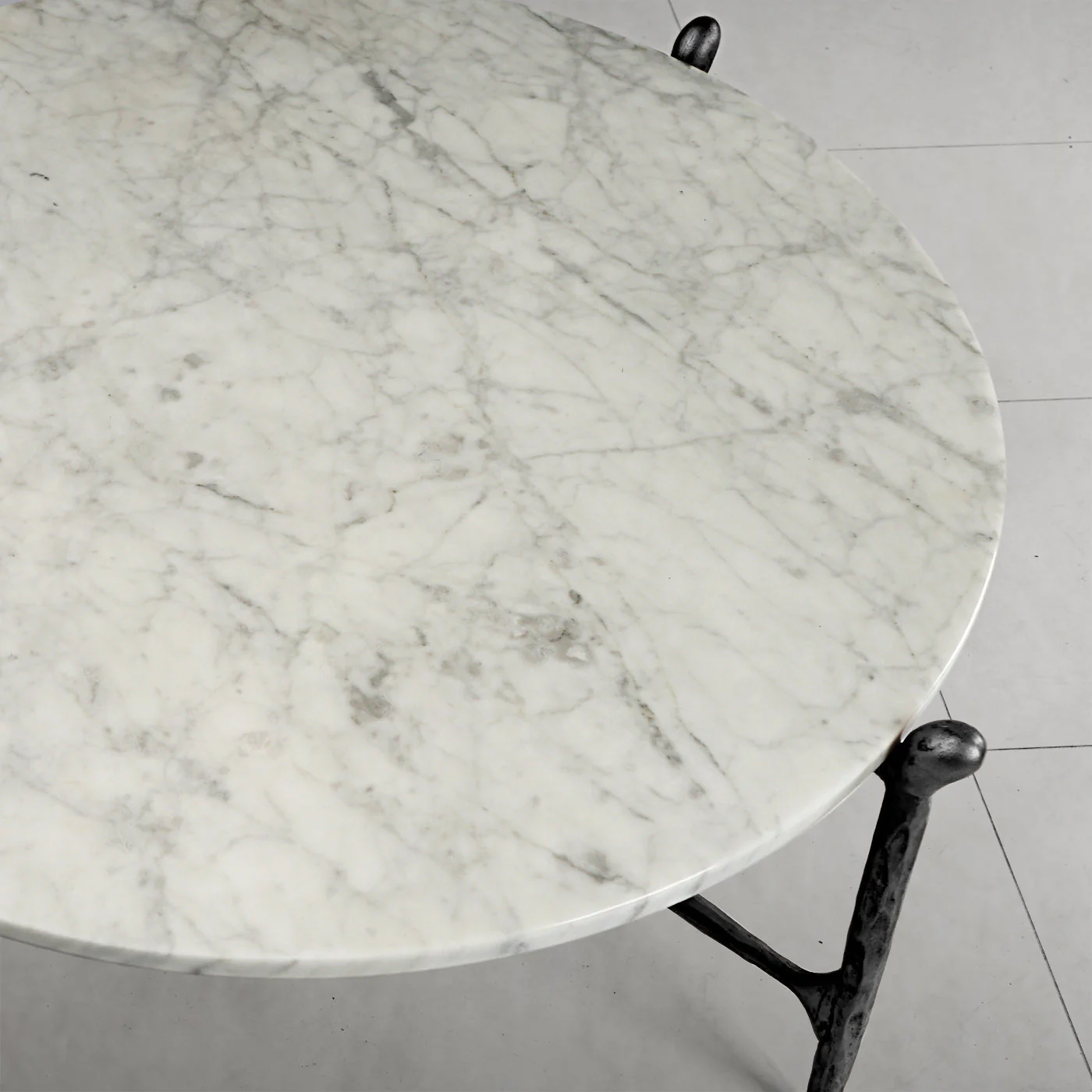Hand-Forged Metal Round  Horn Marble Coffee Table & Side Table - Image 16
