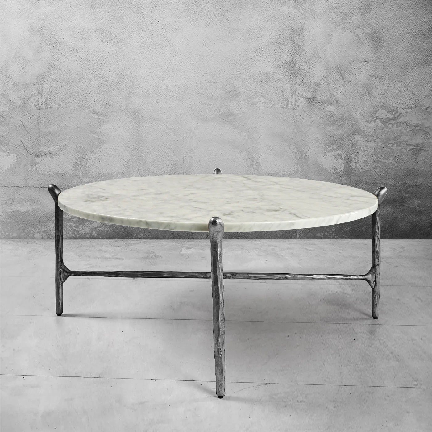 Hand-Forged Metal Round  Horn Marble Coffee Table & Side Table - Image 17