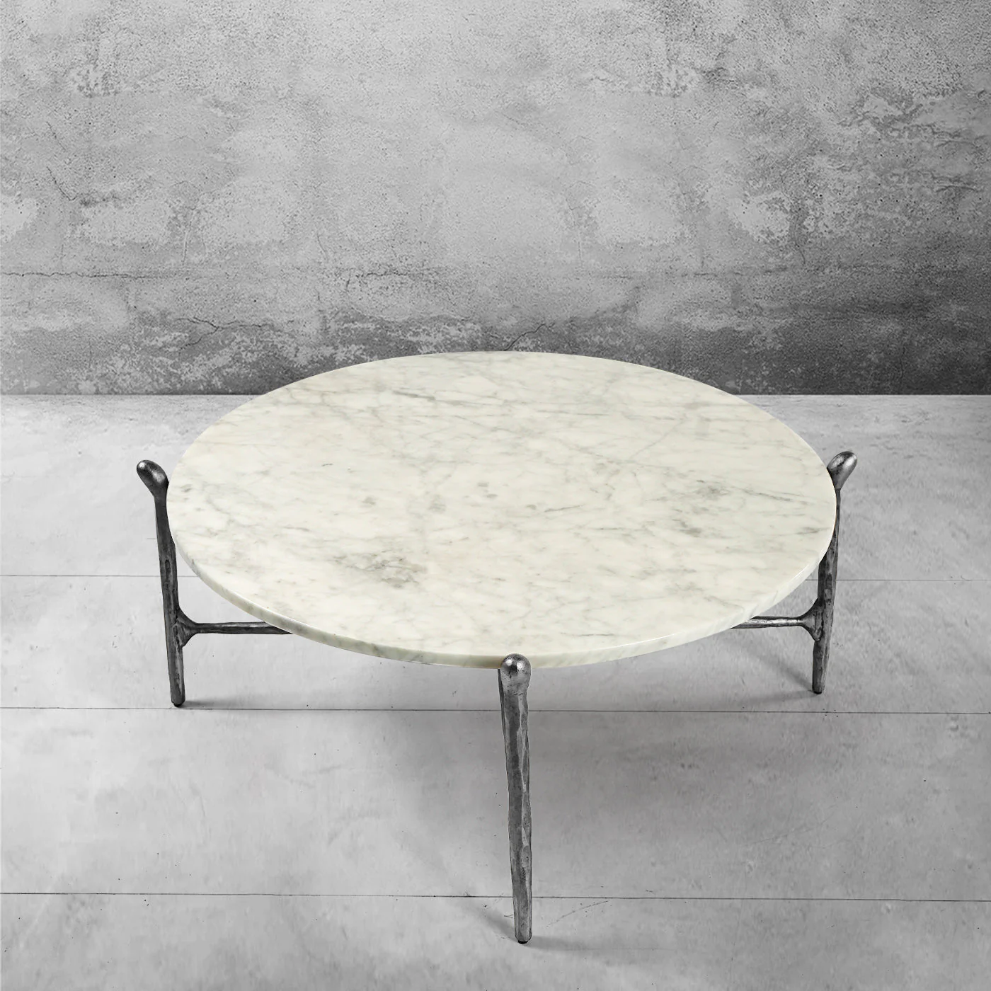 Hand-Forged Metal Round  Horn Marble Coffee Table & Side Table - Image 20