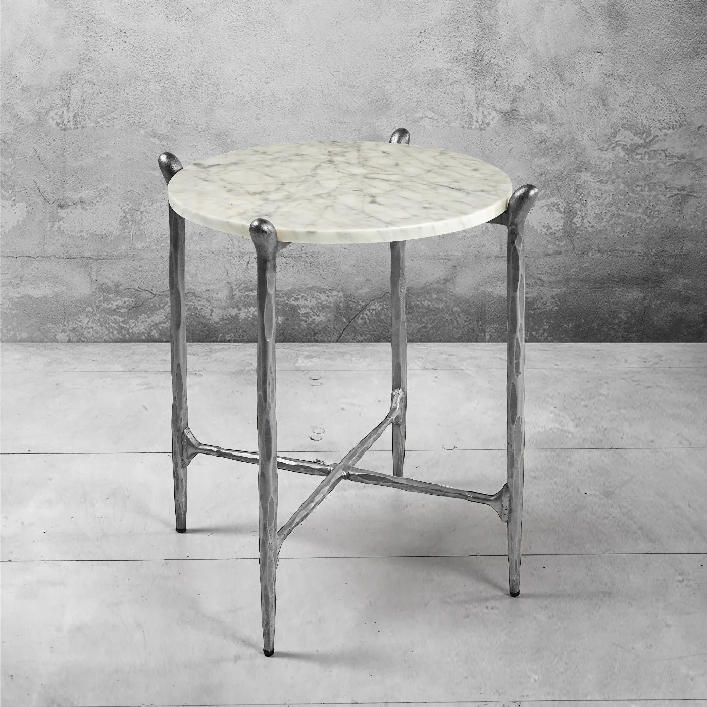 Hand-Forged Metal Round  Horn Marble Coffee Table & Side Table - Image 38