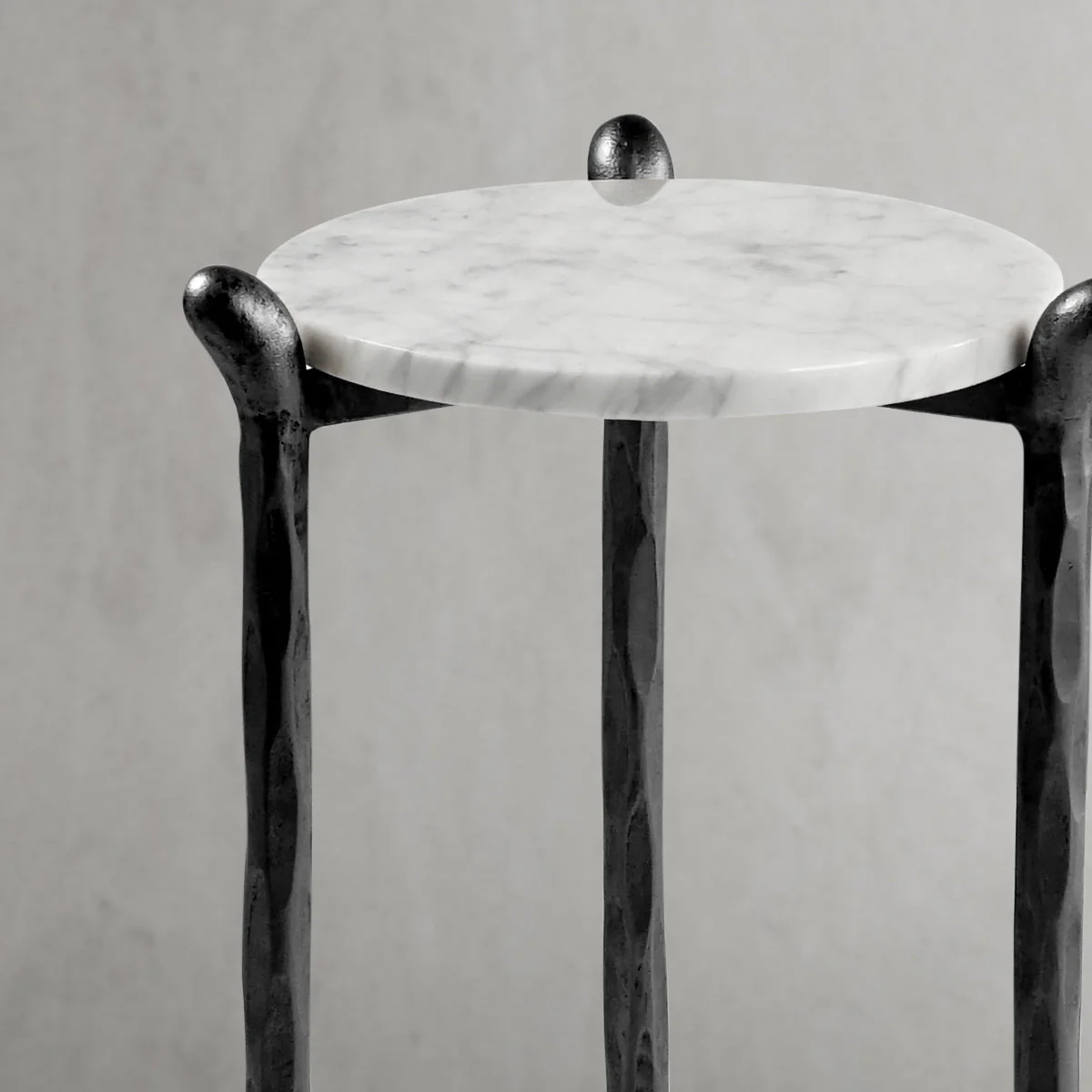 Hand-Forged Metal Round  Horn Marble Coffee Table & Side Table - Image 50