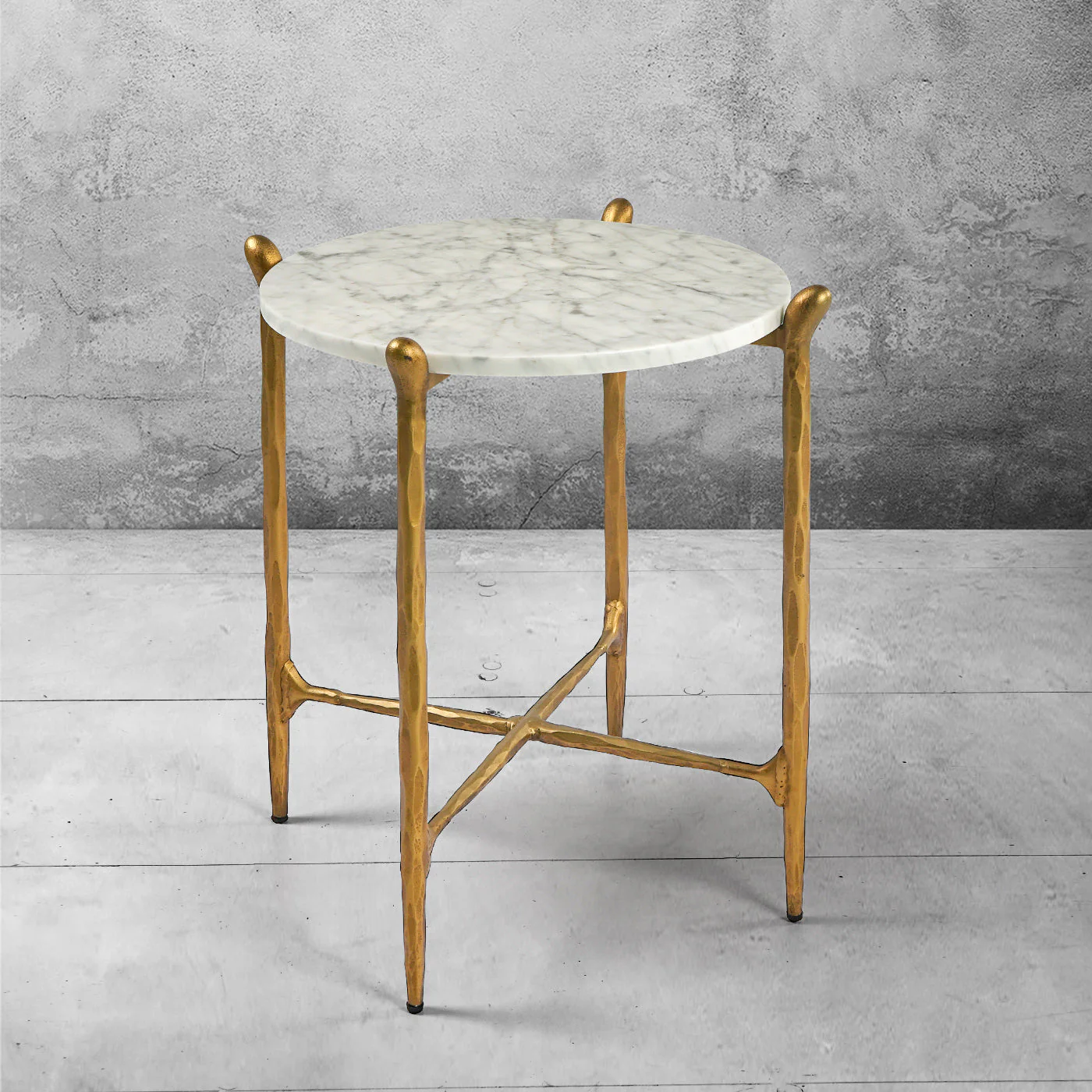 Hand-Forged Metal Round  Horn Marble Coffee Table & Side Table - Image 71