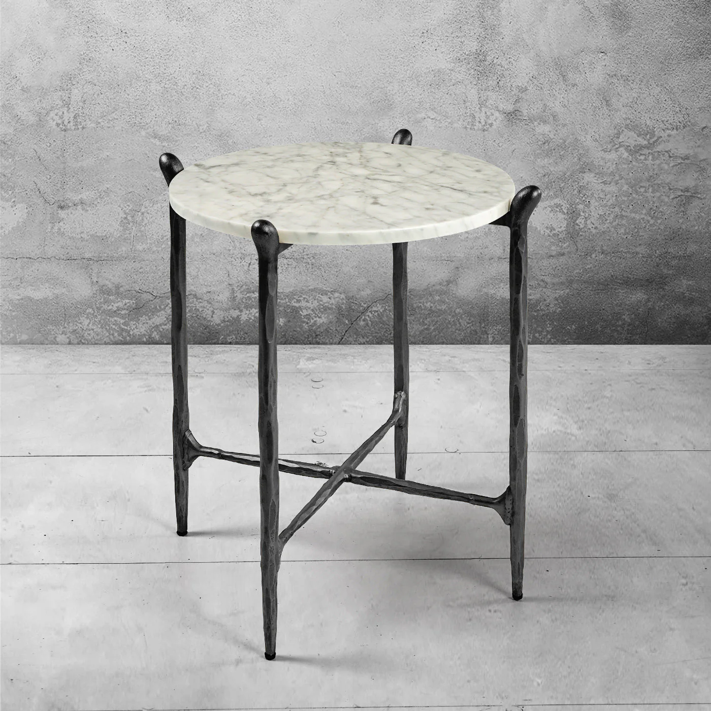 Hand-Forged Metal Round  Horn Marble Coffee Table & Side Table - Image 72
