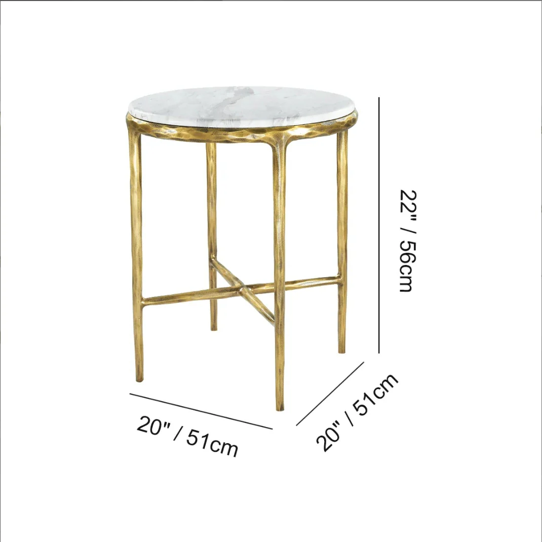 Hand-Forged Metal Round Marble Side Table 18" 22" - Image 12