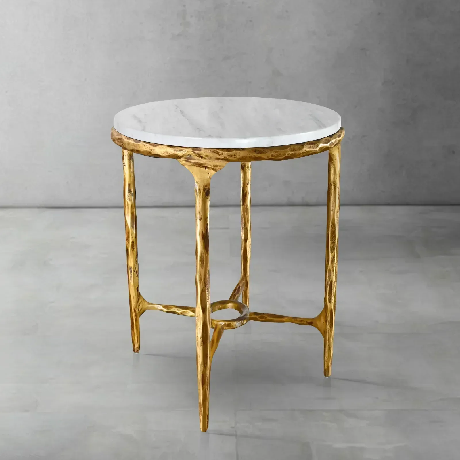 Hand-Forged Metal Round Marble Side Table 18" 22" - Image 22