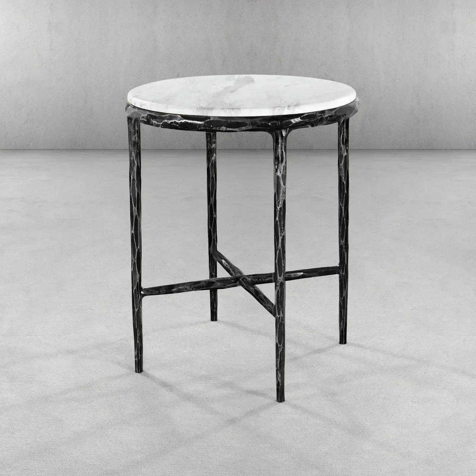 Hand-Forged Metal Round Marble Side Table 18" 22" - Image 23
