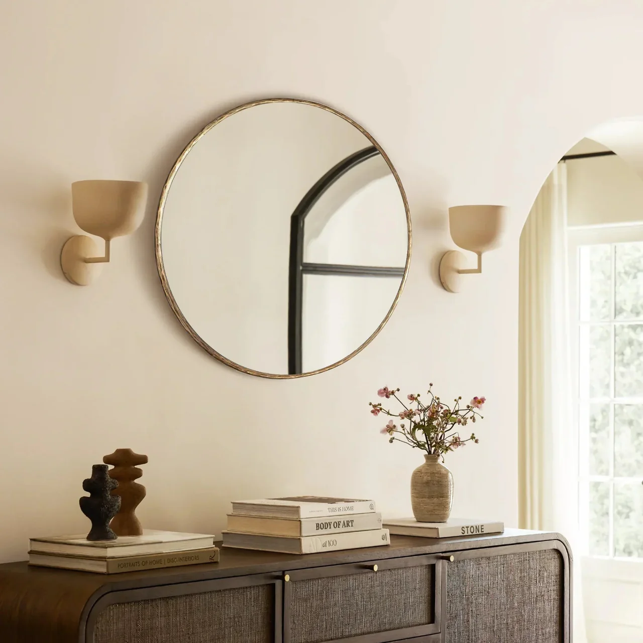 Hand-Forged Metal Round Mirror - Image 2
