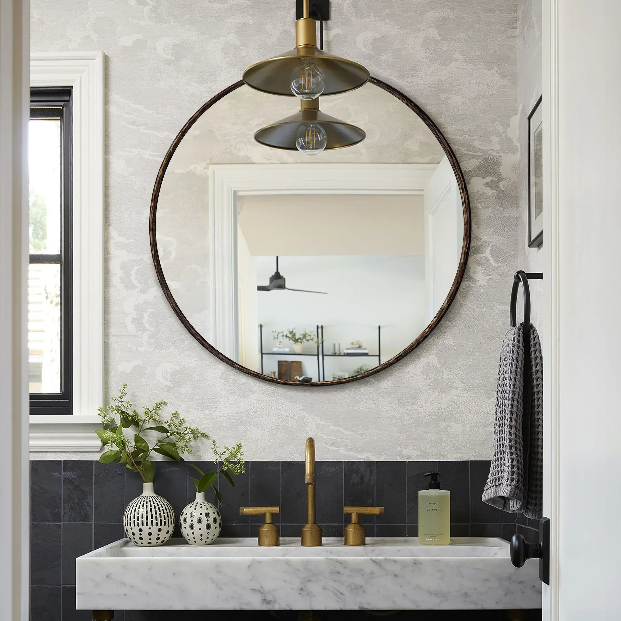 Hand-Forged Metal Round Mirror - Image 3