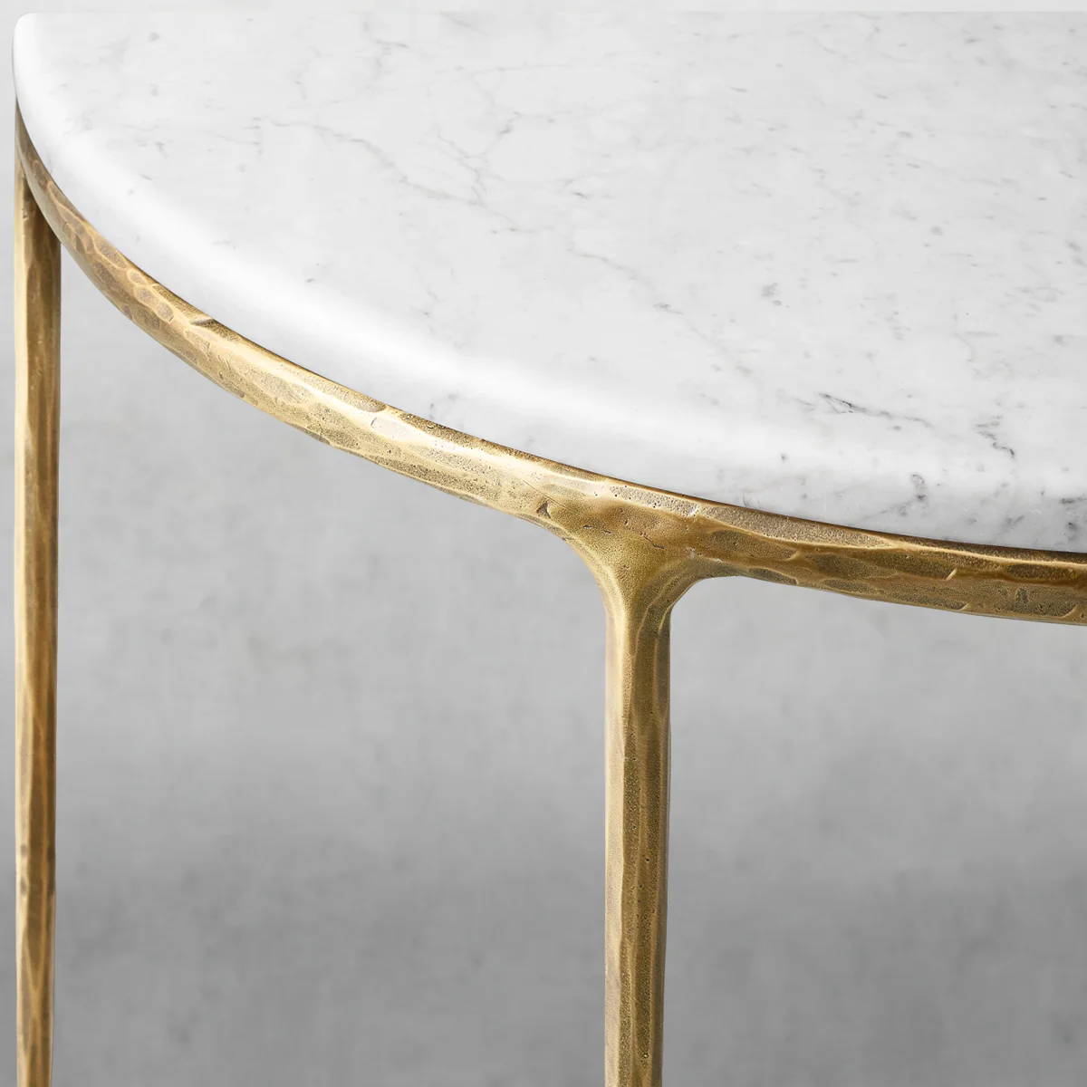 Hand-Forged Metal Semi-Circle Marble Console Table - Image 5