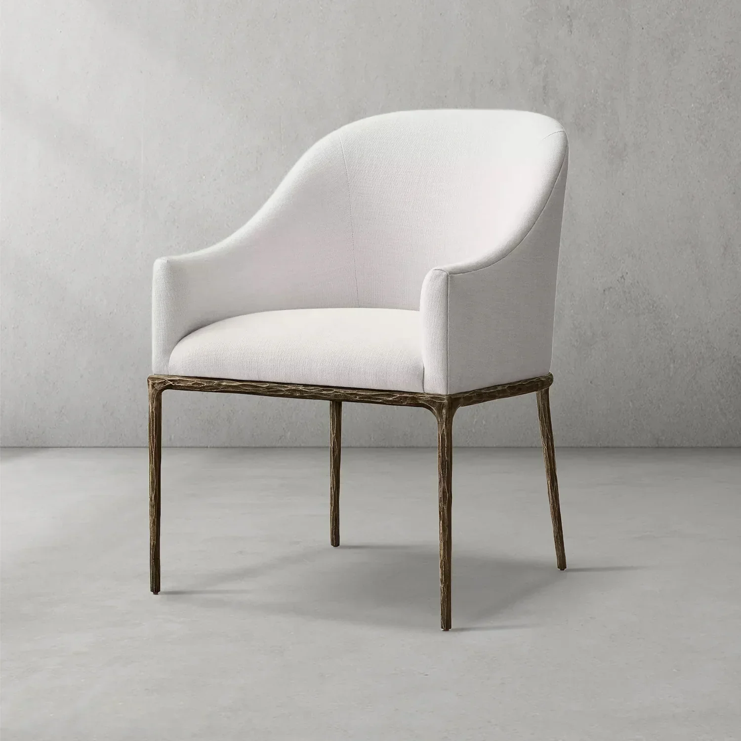 Hand-Forged Metal Slope Fabric Dining Armchair - Image 12
