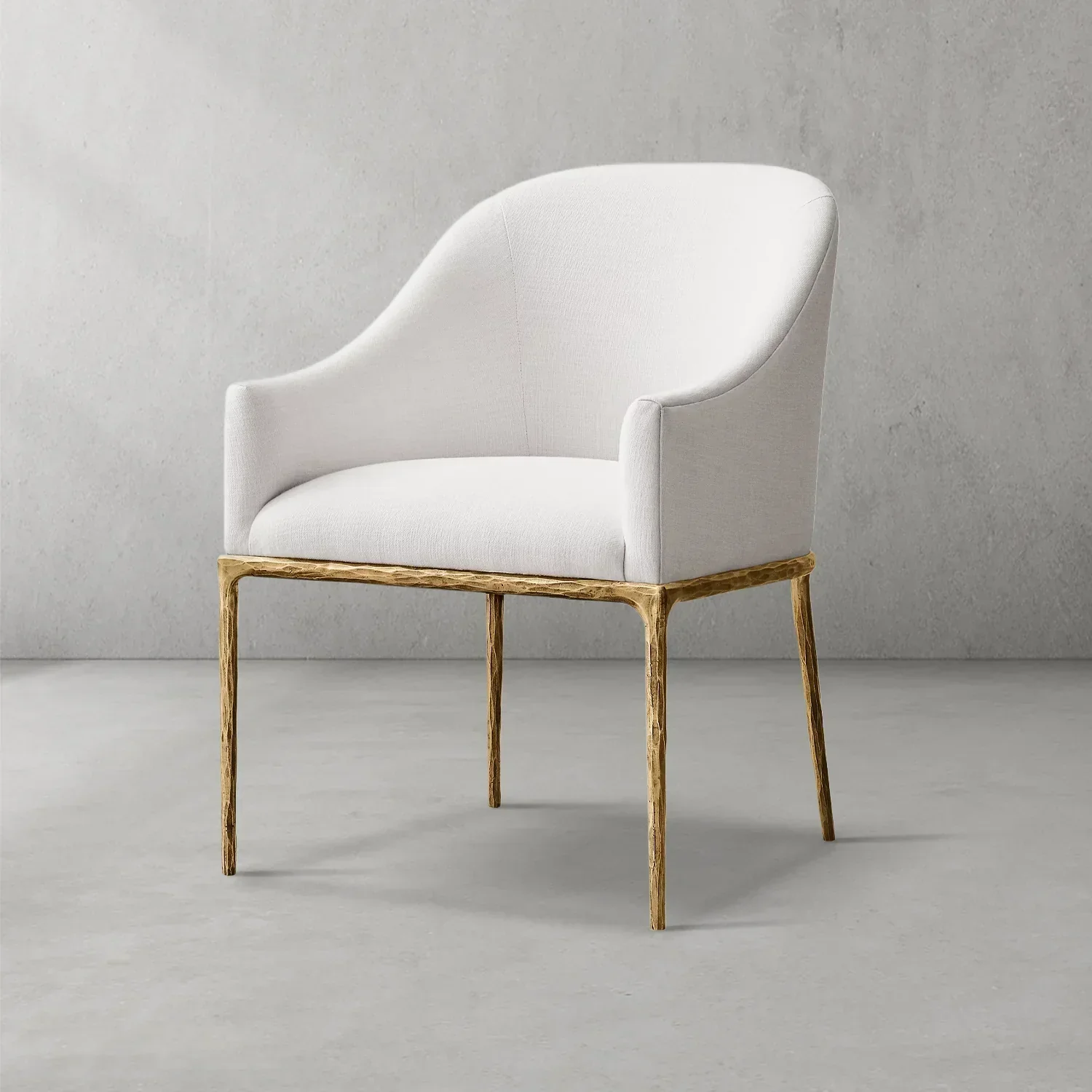 Hand-Forged Metal Slope Fabric Dining Armchair - Image 7