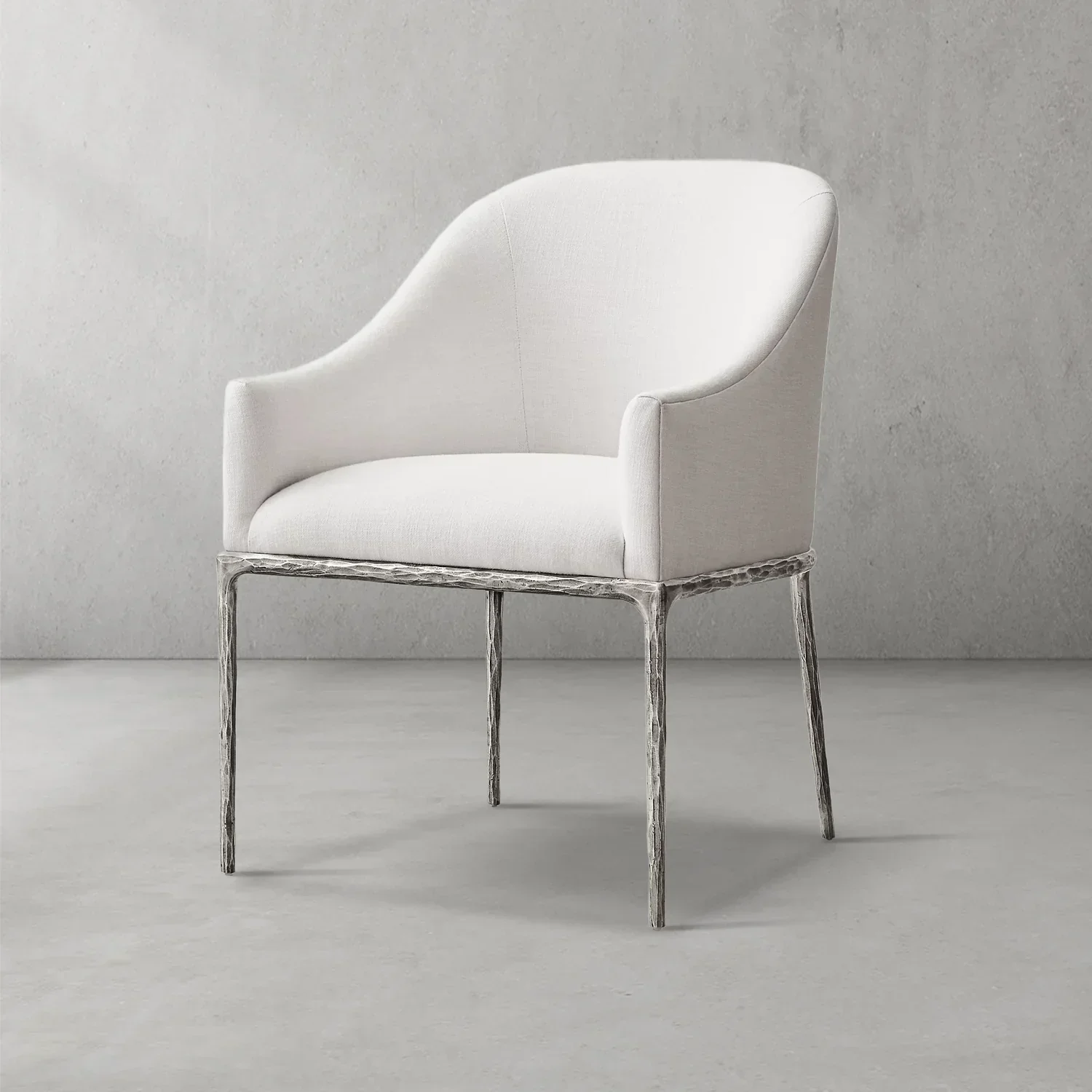 Hand-Forged Metal Slope Fabric Dining Armchair - Image 8