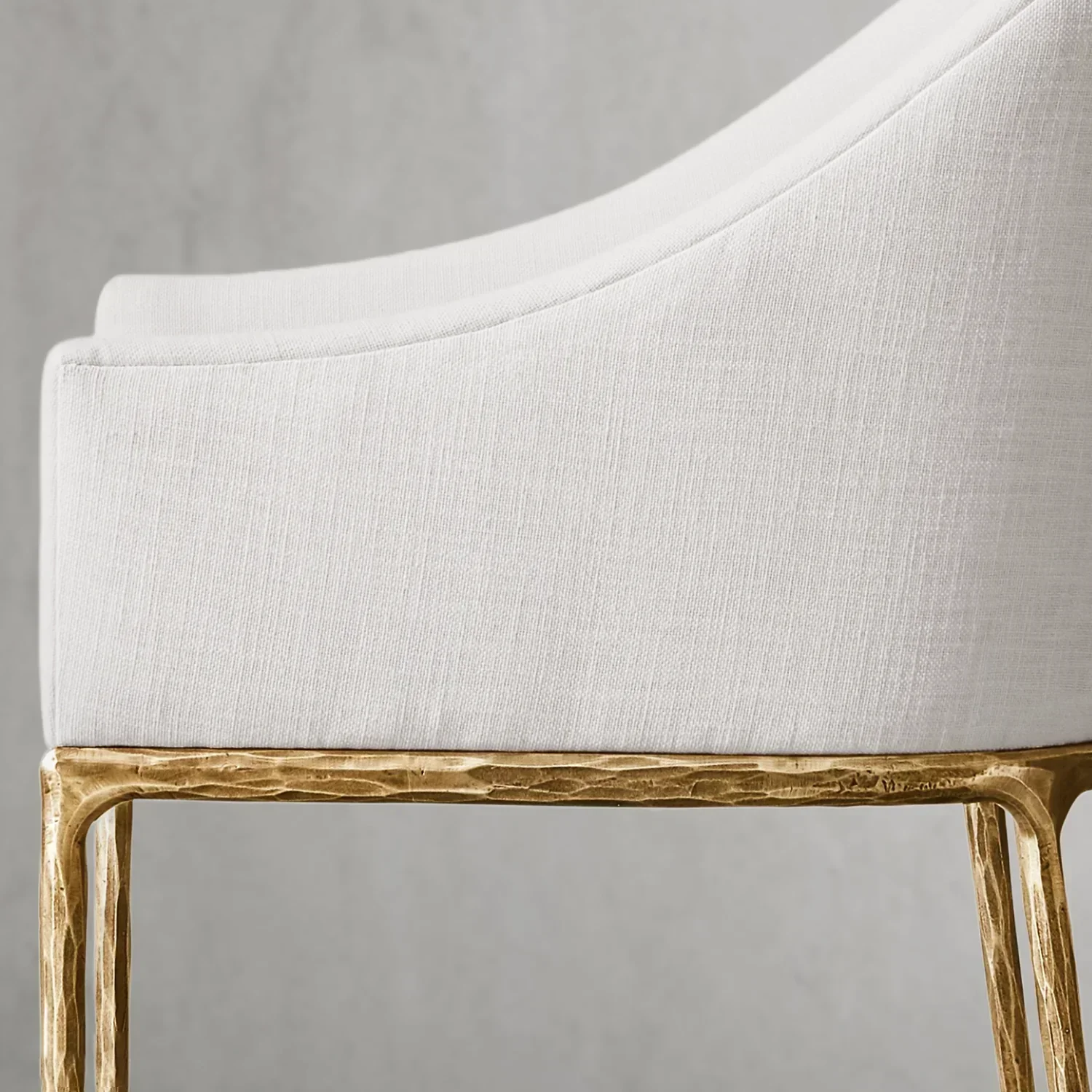 Hand-Forged Metal Slope Fabric Dining Armchair - Image 9