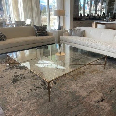 Hand-Forged Metal Square Glass Coffee Table - Image 2
