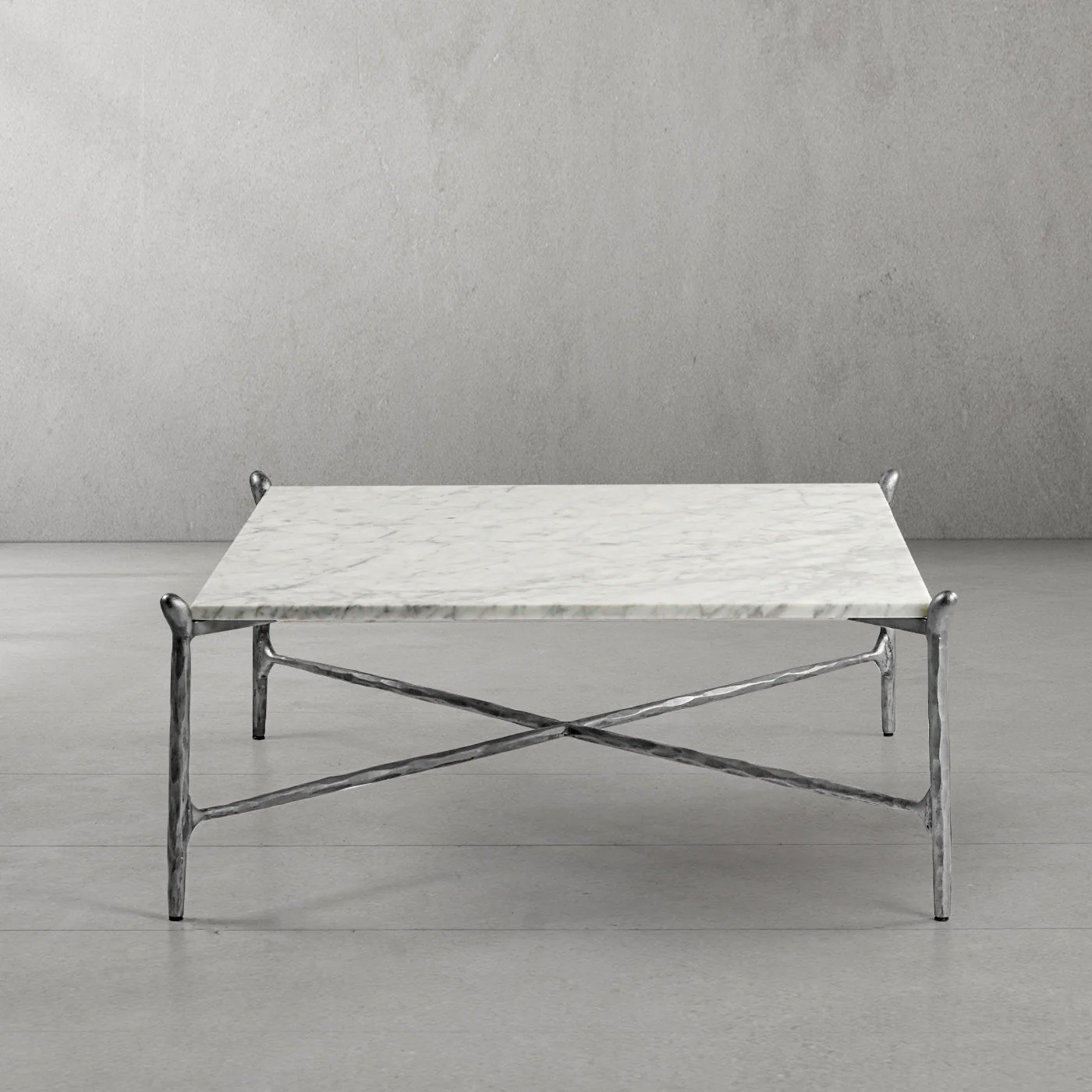 Hand-Forged Metal Square Horn Marble Coffee Table 39" 50" - Image 10