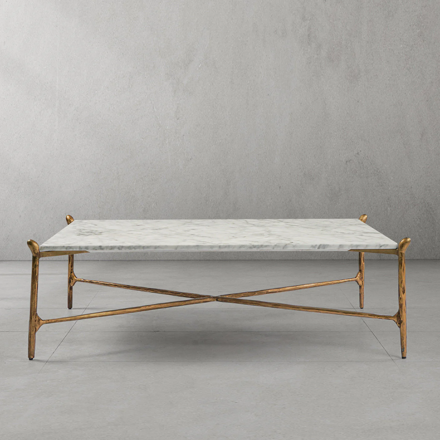 Hand-Forged Metal Square Horn Marble Coffee Table 39" 50" - Image 13