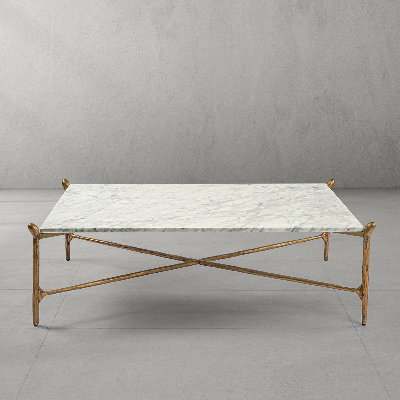 Hand-Forged Metal Square Horn Marble Coffee Table 39" 50" - Image 14
