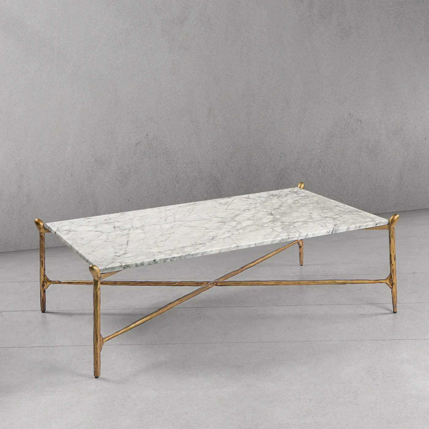Hand-Forged Metal Square Horn Marble Coffee Table 39" 50" - Image 15