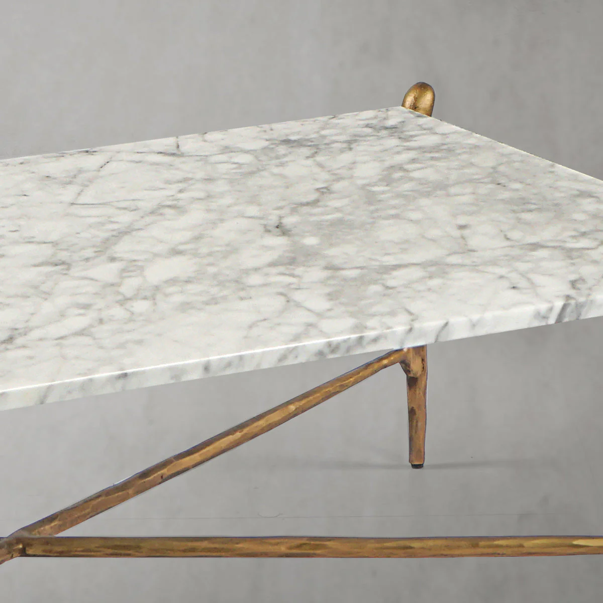 Hand-Forged Metal Square Horn Marble Coffee Table 39" 50" - Image 18