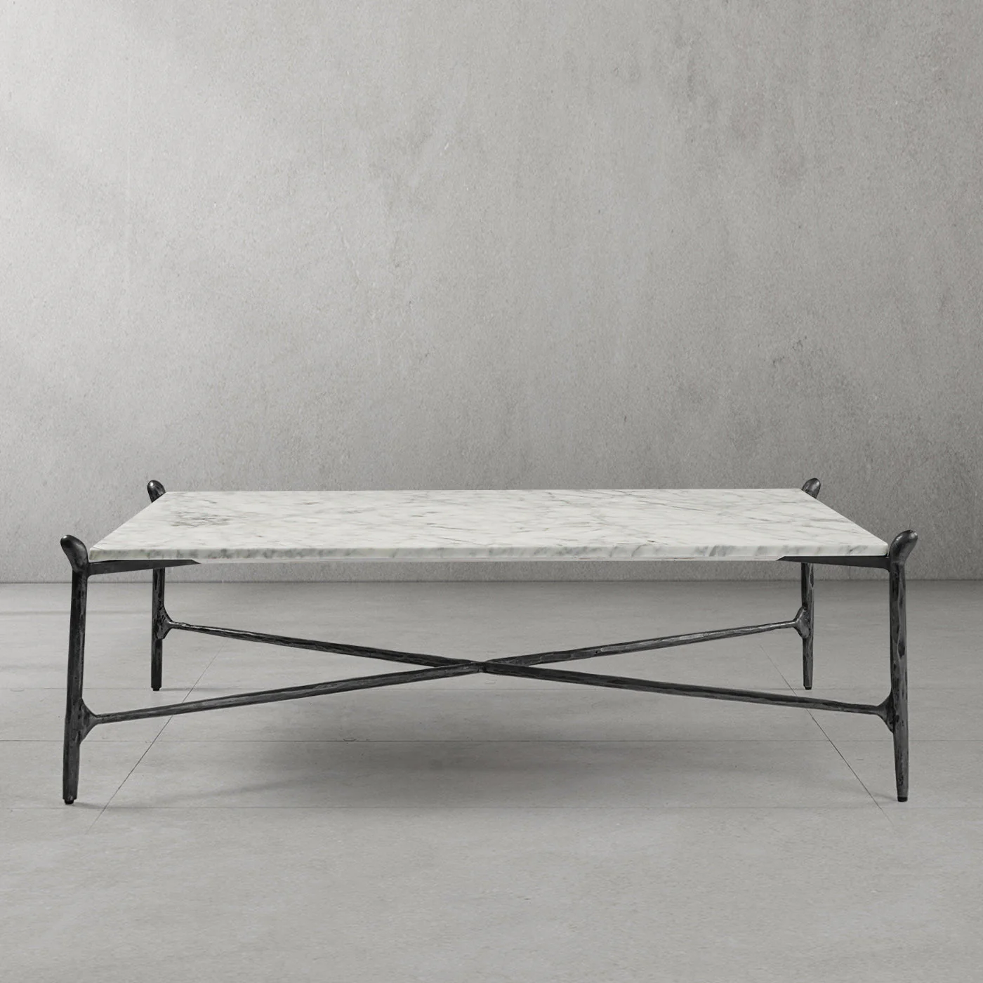 Hand-Forged Metal Square Horn Marble Coffee Table 39" 50" - Image 21