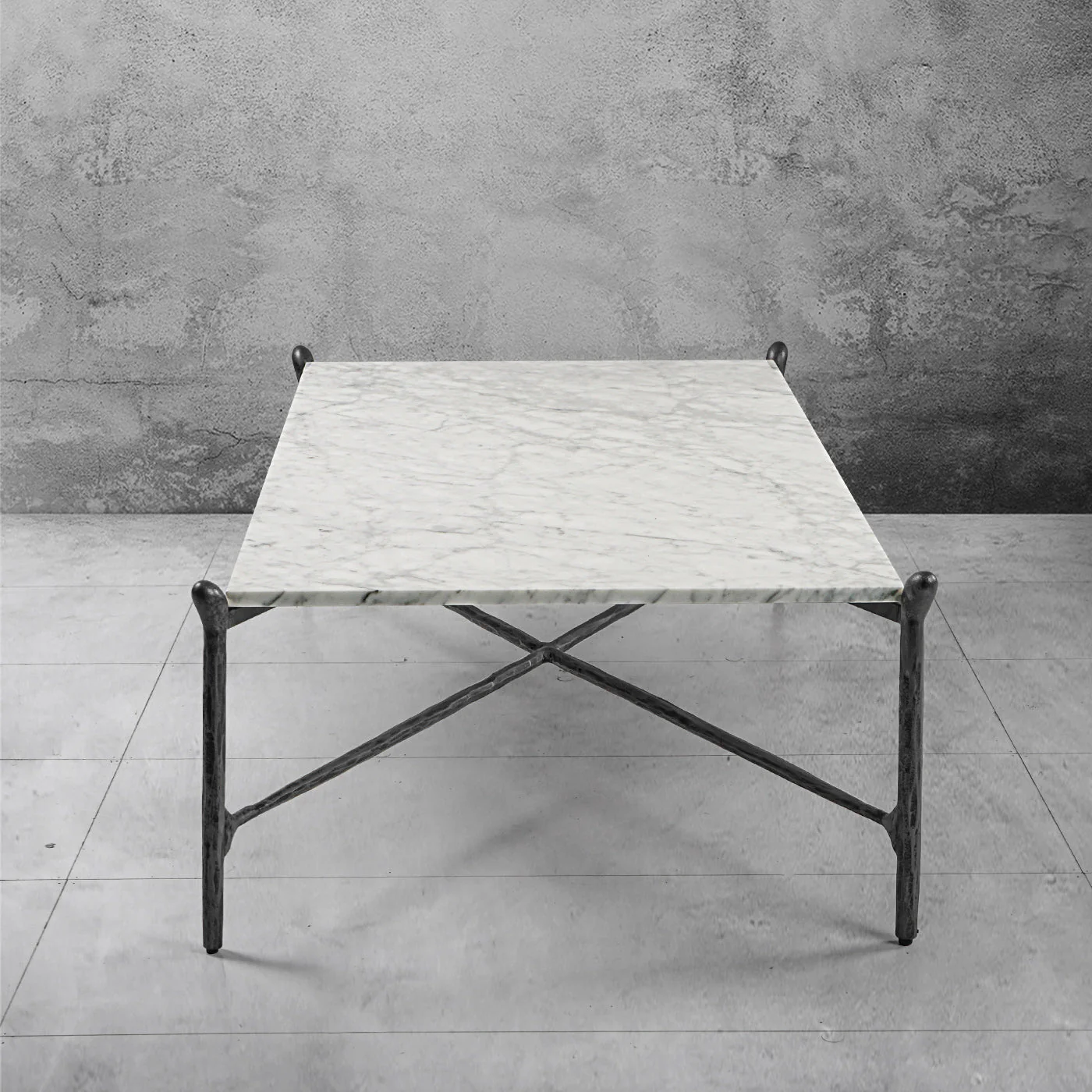 Hand-Forged Metal Square Horn Marble Coffee Table 39" 50" - Image 23
