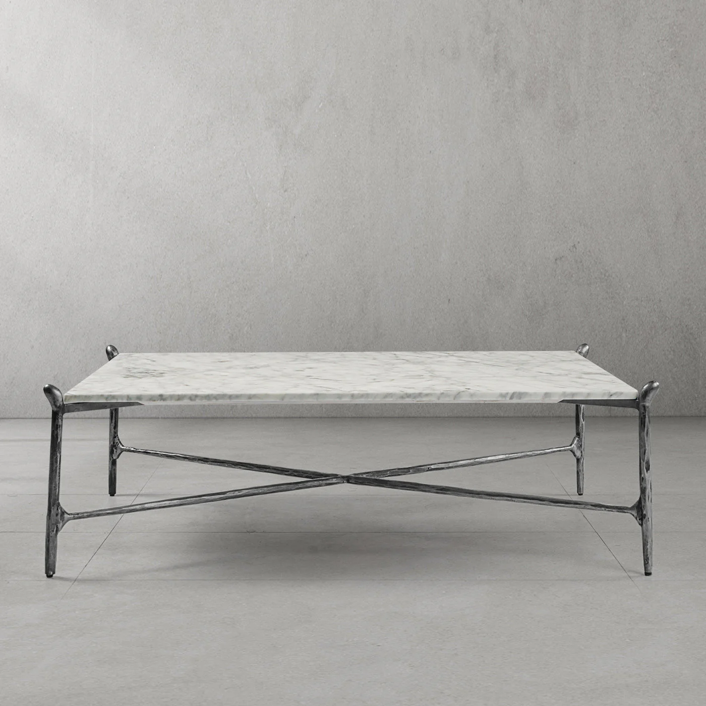 Hand-Forged Metal Square Horn Marble Coffee Table 39" 50" - Image 28