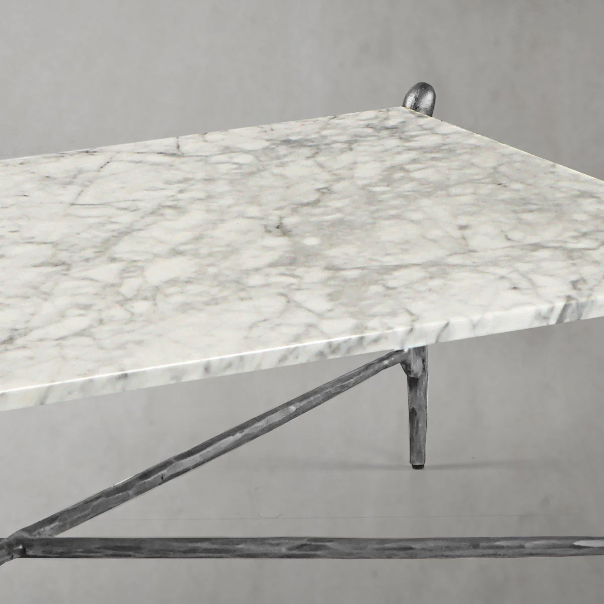 Hand-Forged Metal Square Horn Marble Coffee Table 39" 50" - Image 32