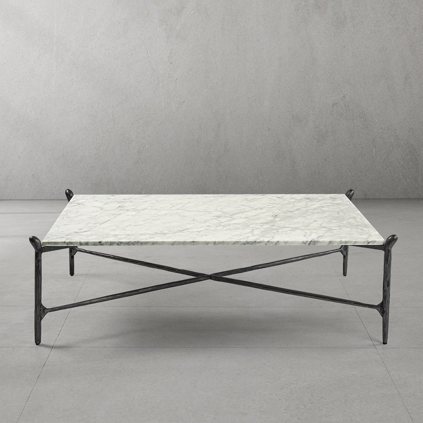 Hand-Forged Metal Square Horn Marble Coffee Table 39" 50" - Image 38
