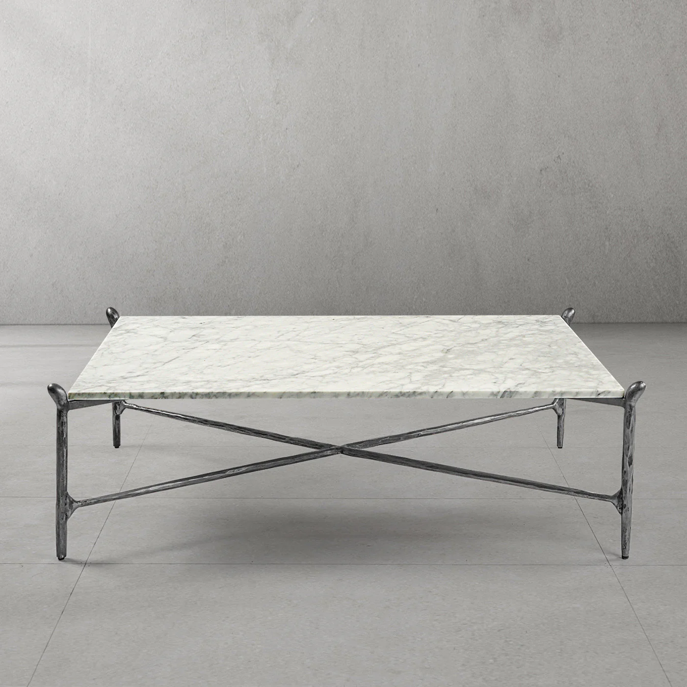 Hand-Forged Metal Square Horn Marble Coffee Table 39" 50" - Image 39