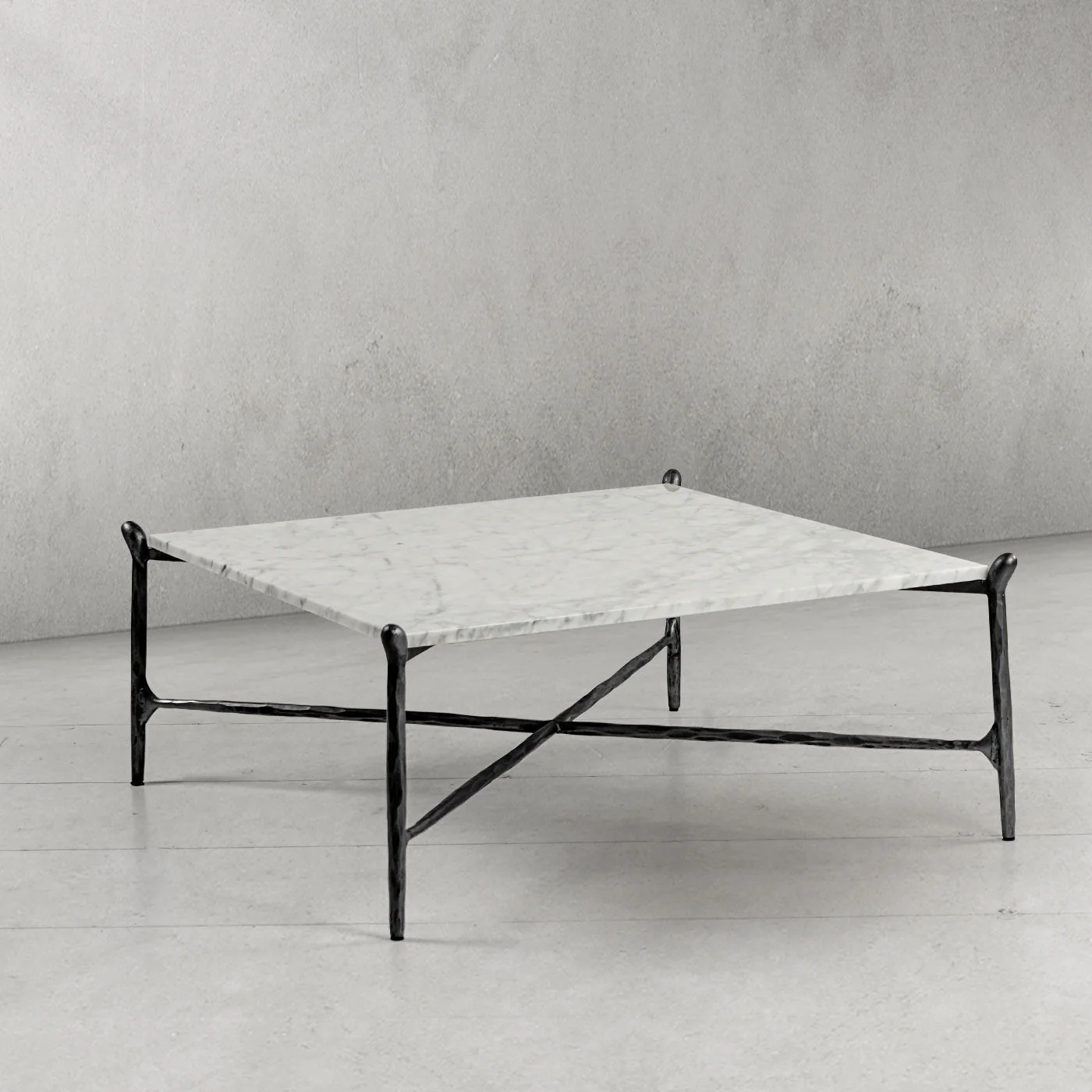 Hand-Forged Metal Square Horn Marble Coffee Table 39" 50" - Image 41