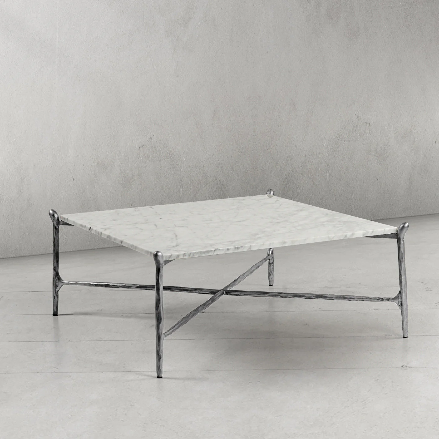 Hand-Forged Metal Square Horn Marble Coffee Table 39" 50" - Image 42